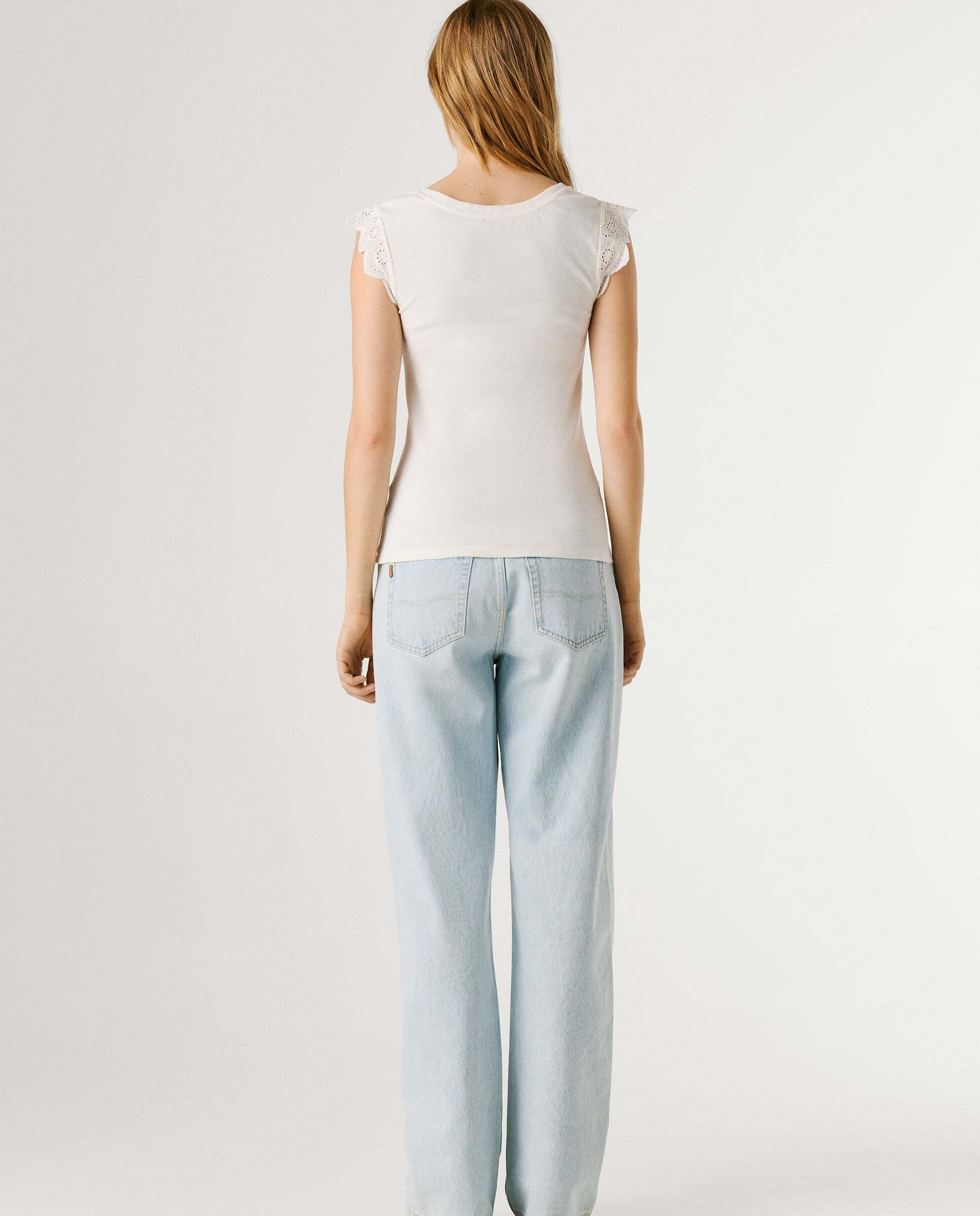Blusa de mujer canalé sin mangas - Pepe Jeans - Blanco Blanco-3