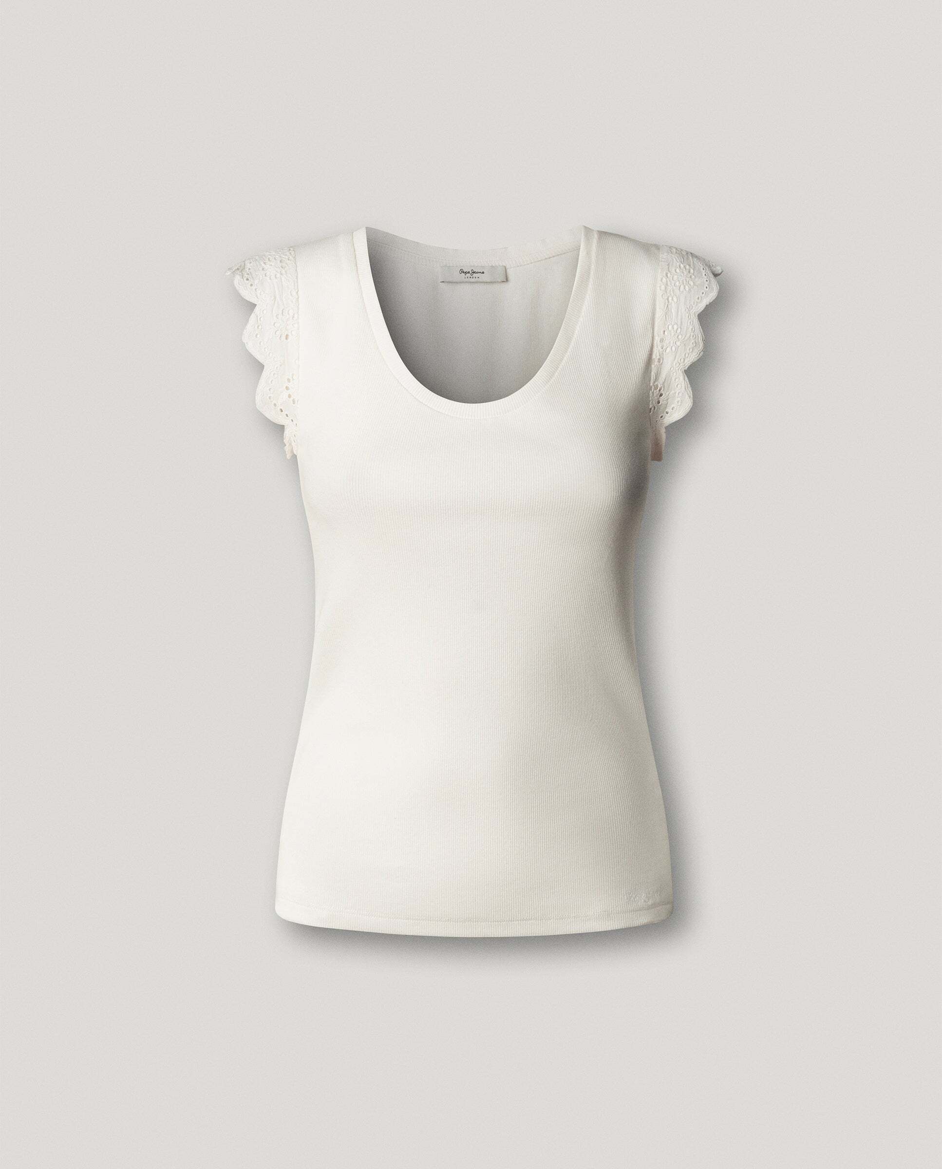 Blusa de mujer canalé sin mangas - Pepe Jeans - Blanco Blanco-9