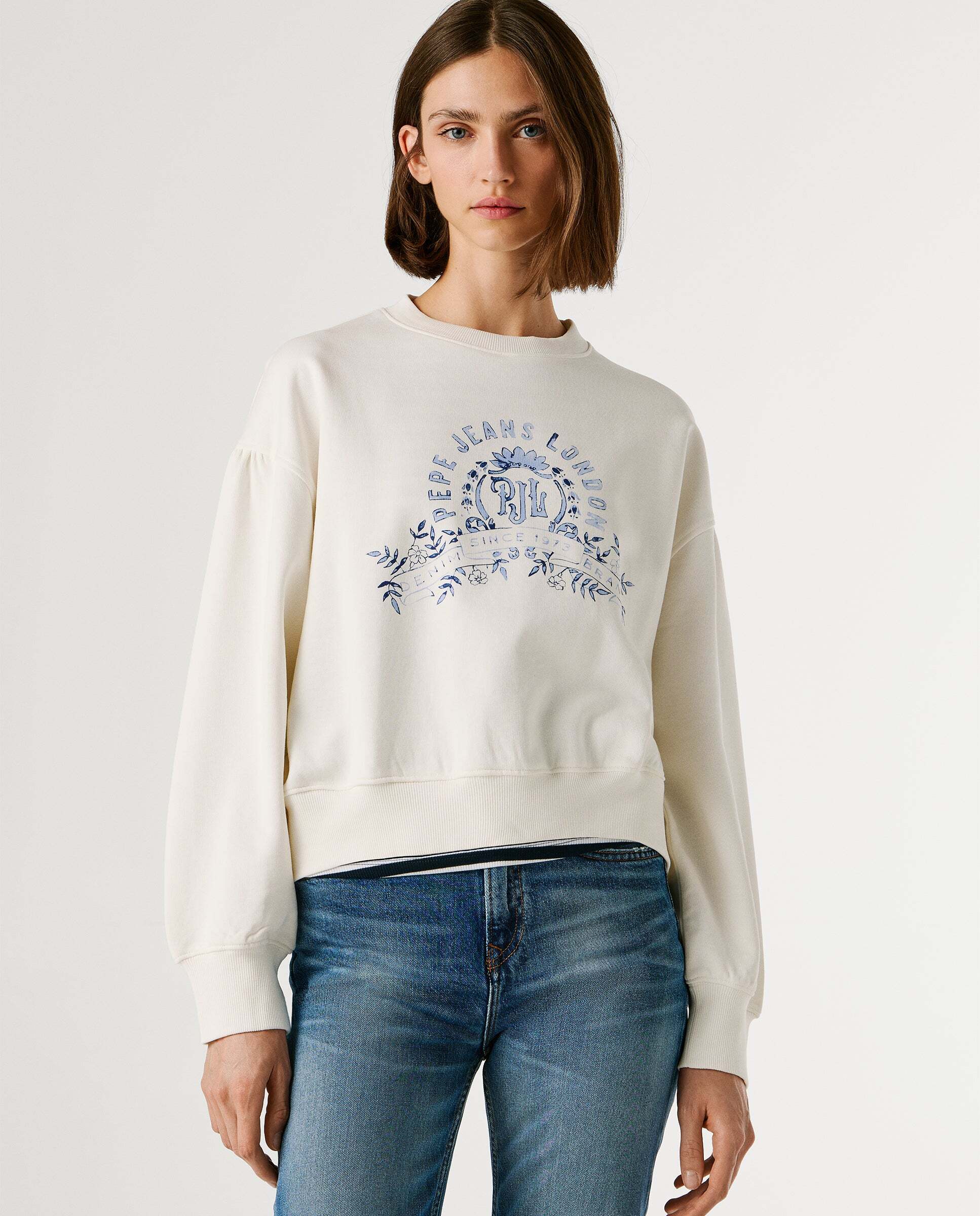 Pepe Jeans - Sudadera de mujer de cuello redondo con logo.