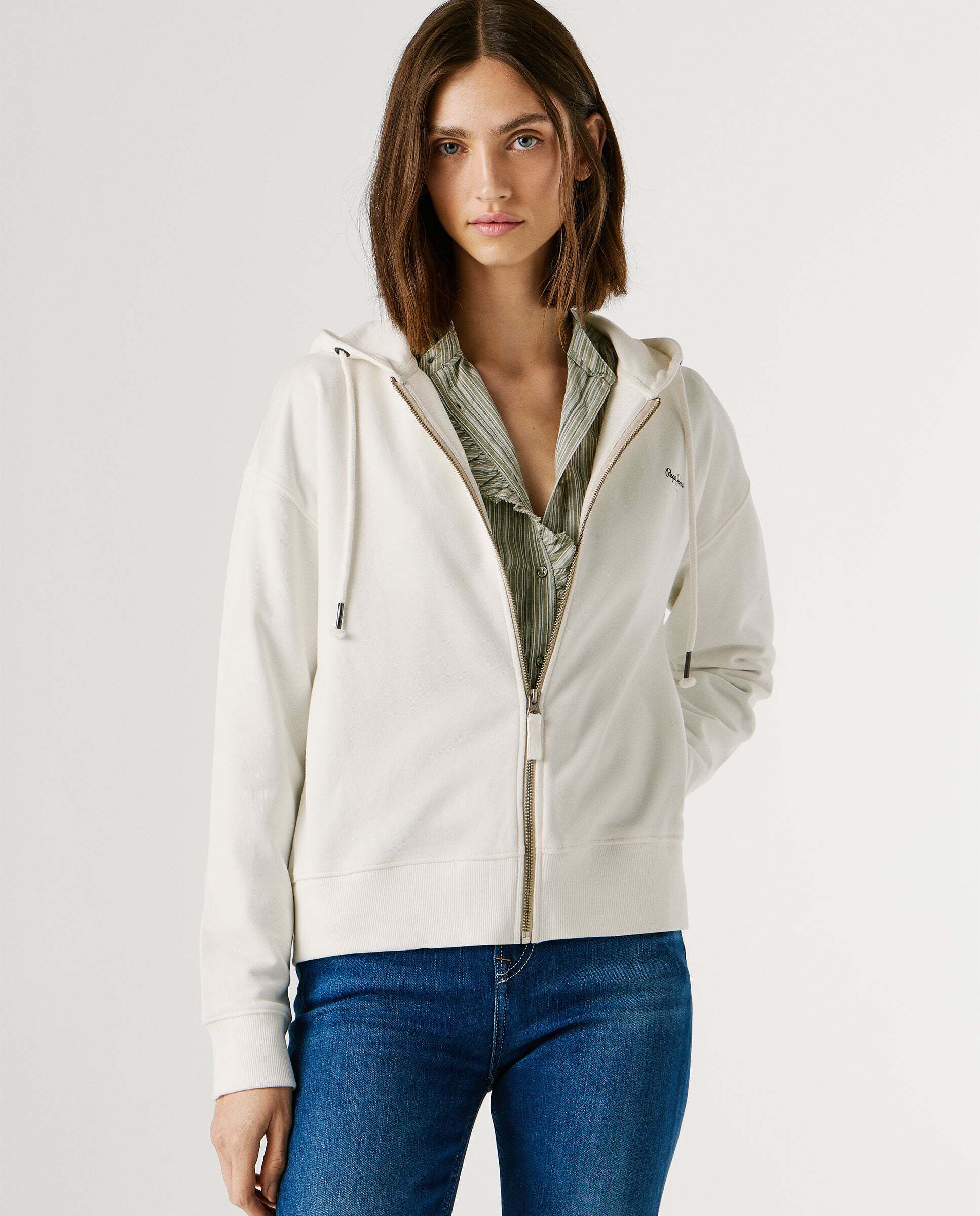 Pepe Jeans - Sudadera bomber de mujer con capucha y cremallera.