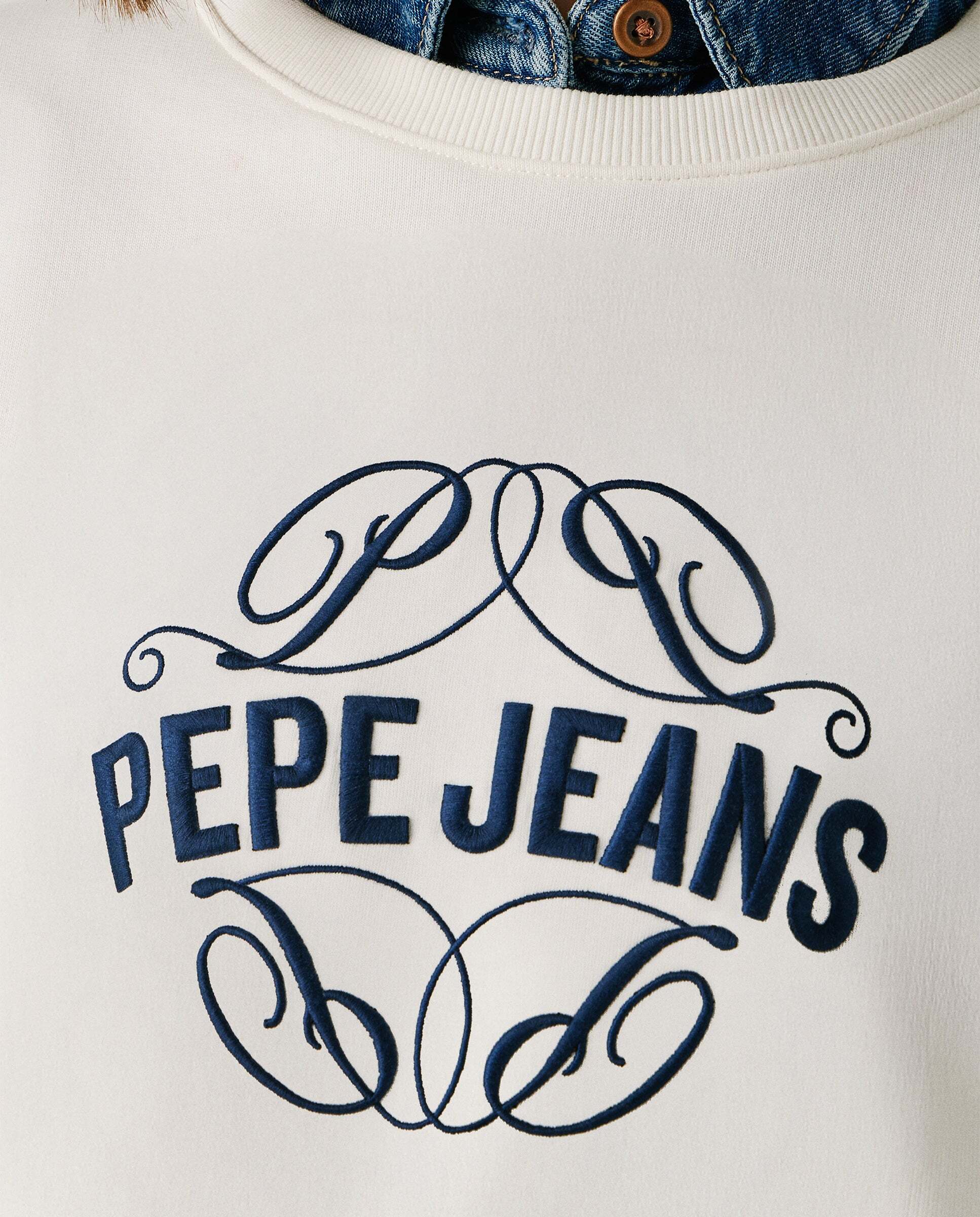 Sudadera bomber de mujer cuello redondo con logo - Pepe Jeans - Verde Blanco-7
