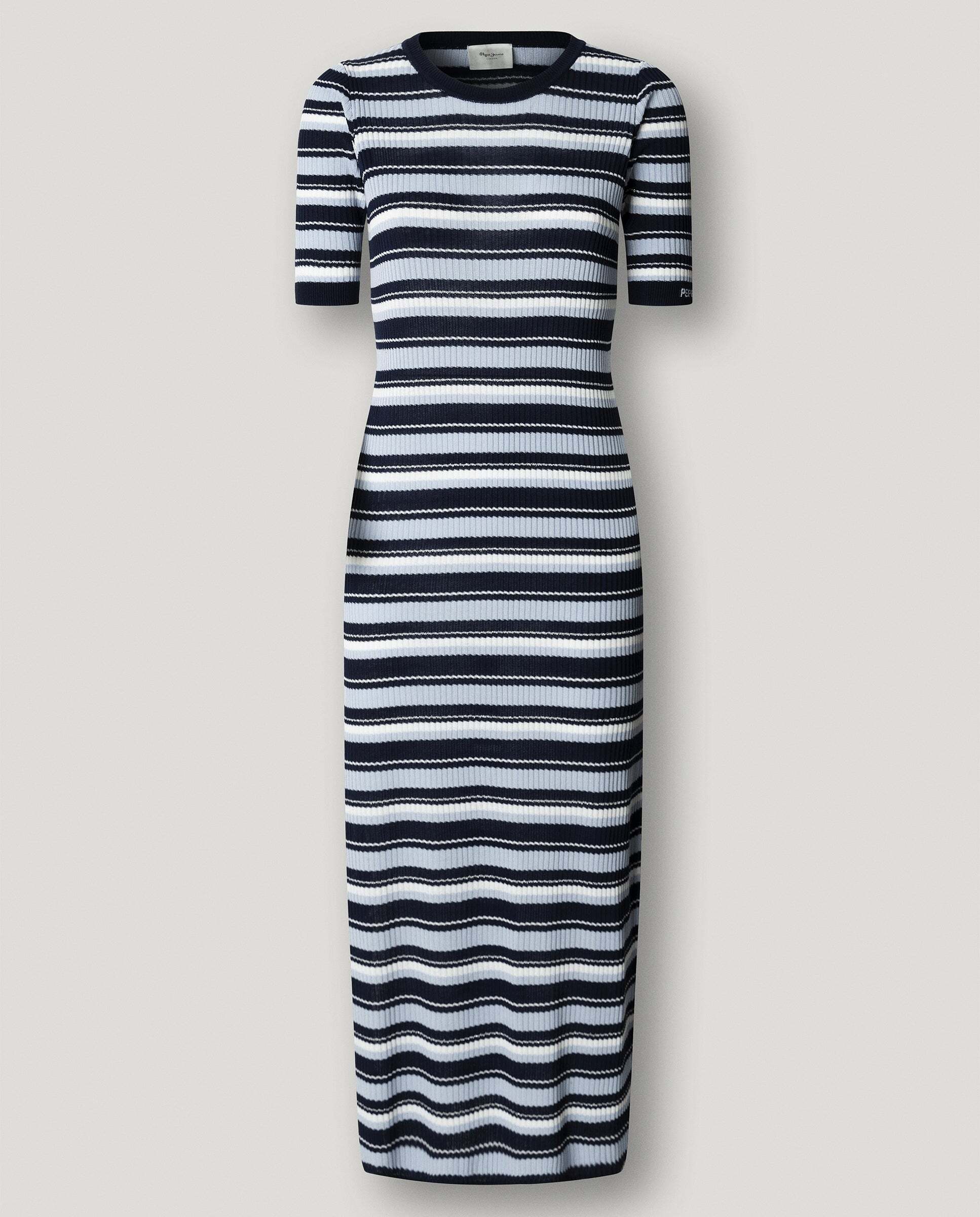 Vestido largo de mujer canalé de rayas - Pepe Jeans - Azul Azul-9