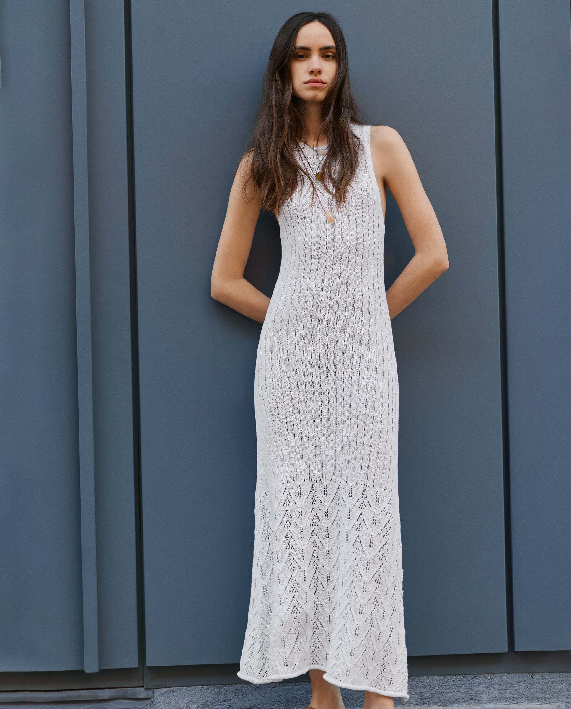 Vestido largo de mujer detalles calados - Pepe Jeans - Blanco Blanco-1