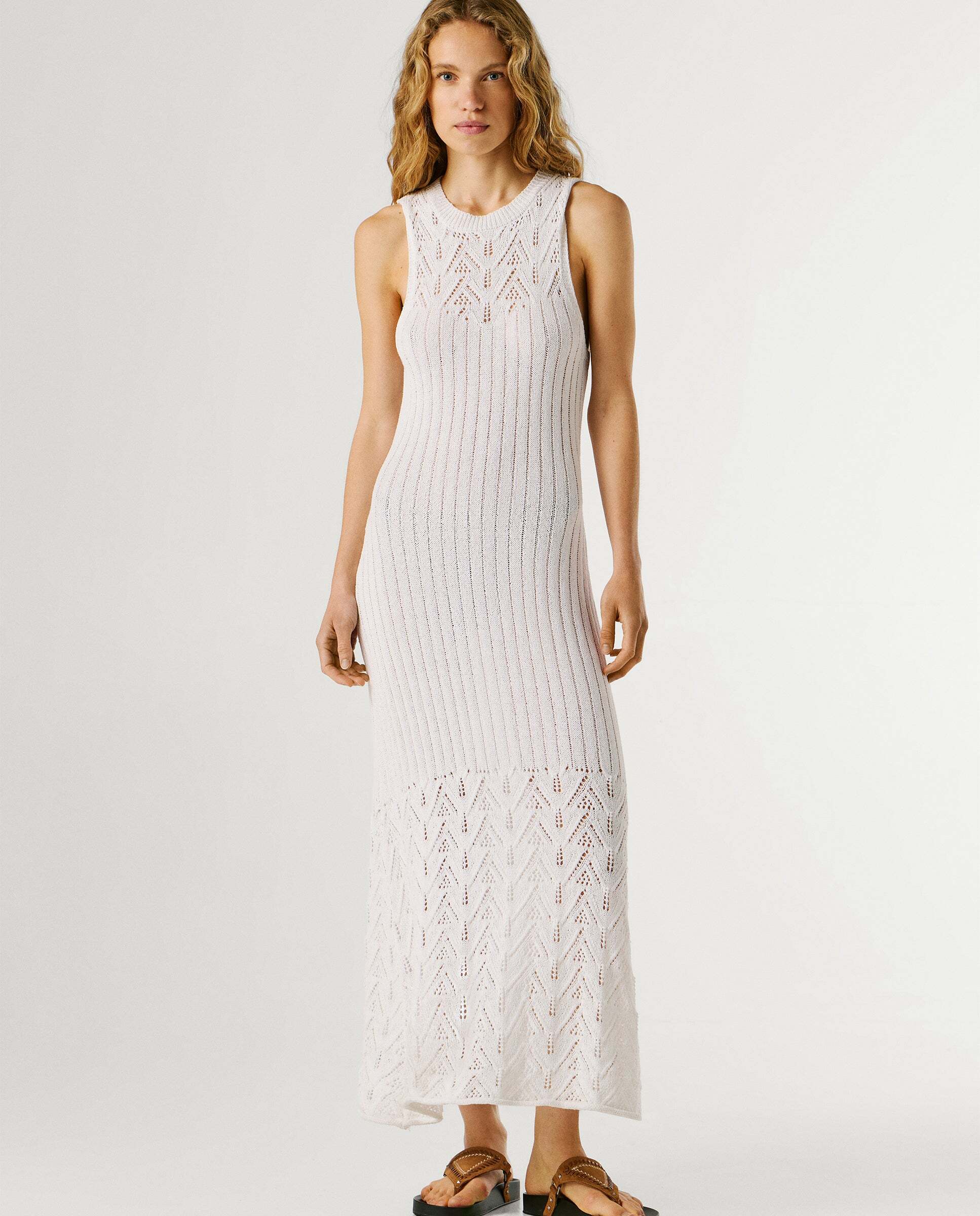 Vestido largo de mujer detalles calados - Pepe Jeans - Blanco Blanco-2