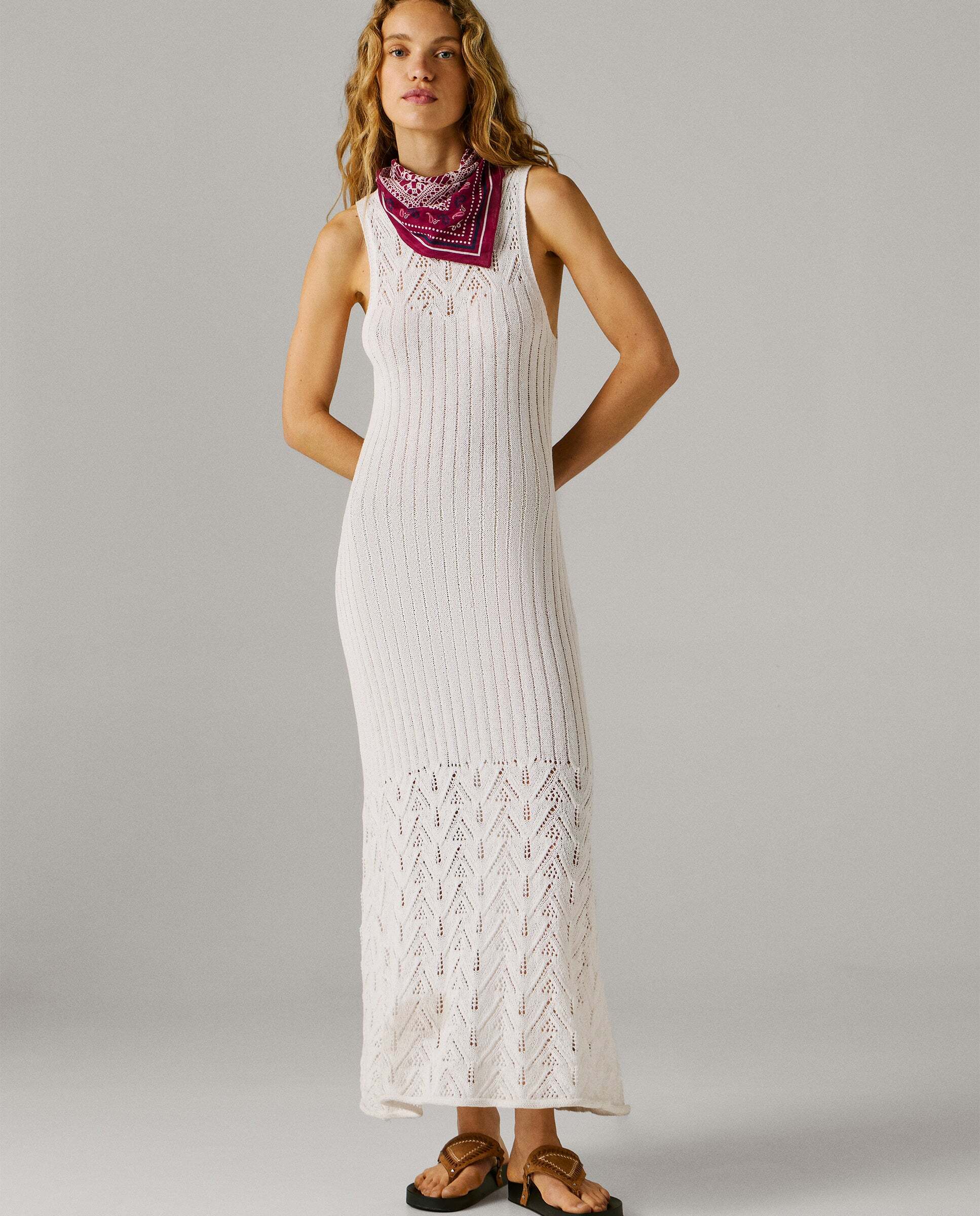Vestido largo de mujer detalles calados - Pepe Jeans - Blanco Blanco-8
