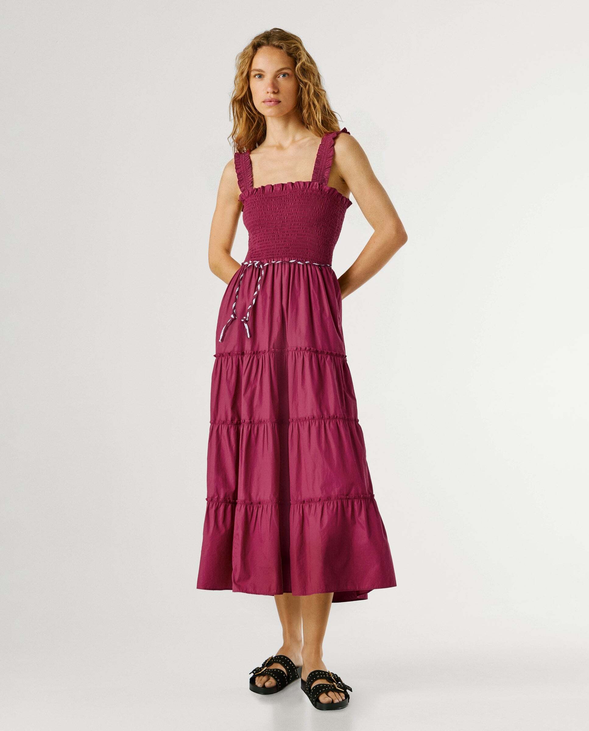Imagen 1 de Vestido largo de mujer popelín - Pepe Jeans - Rosa Rosa