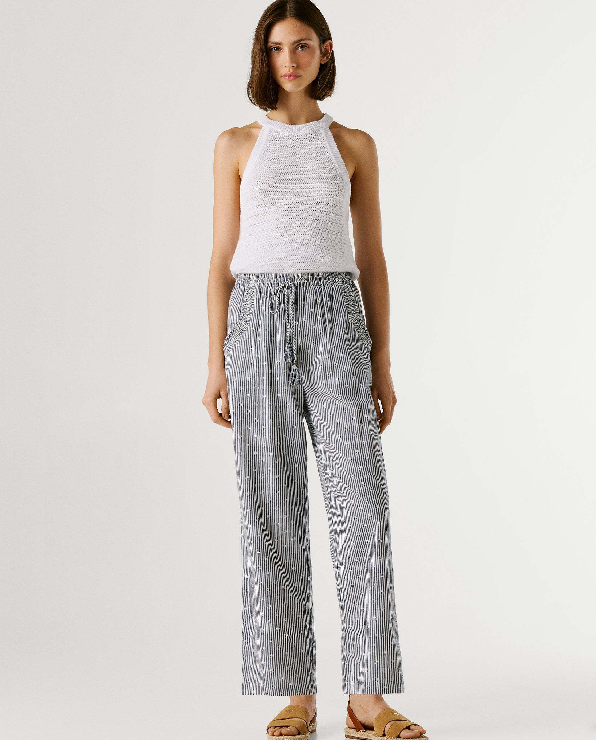 Pepe Jeans - Pantalón de mujer recto de rayas.