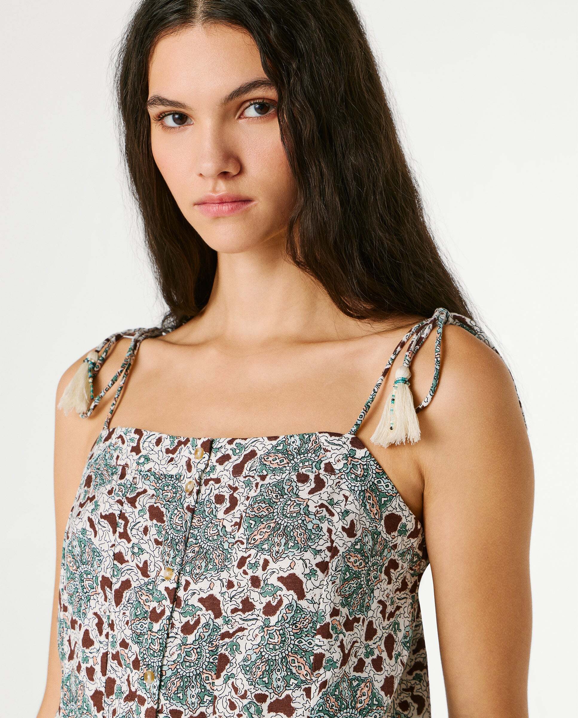 Top estampado floral con lino - Pepe Jeans - Verde Verde-4