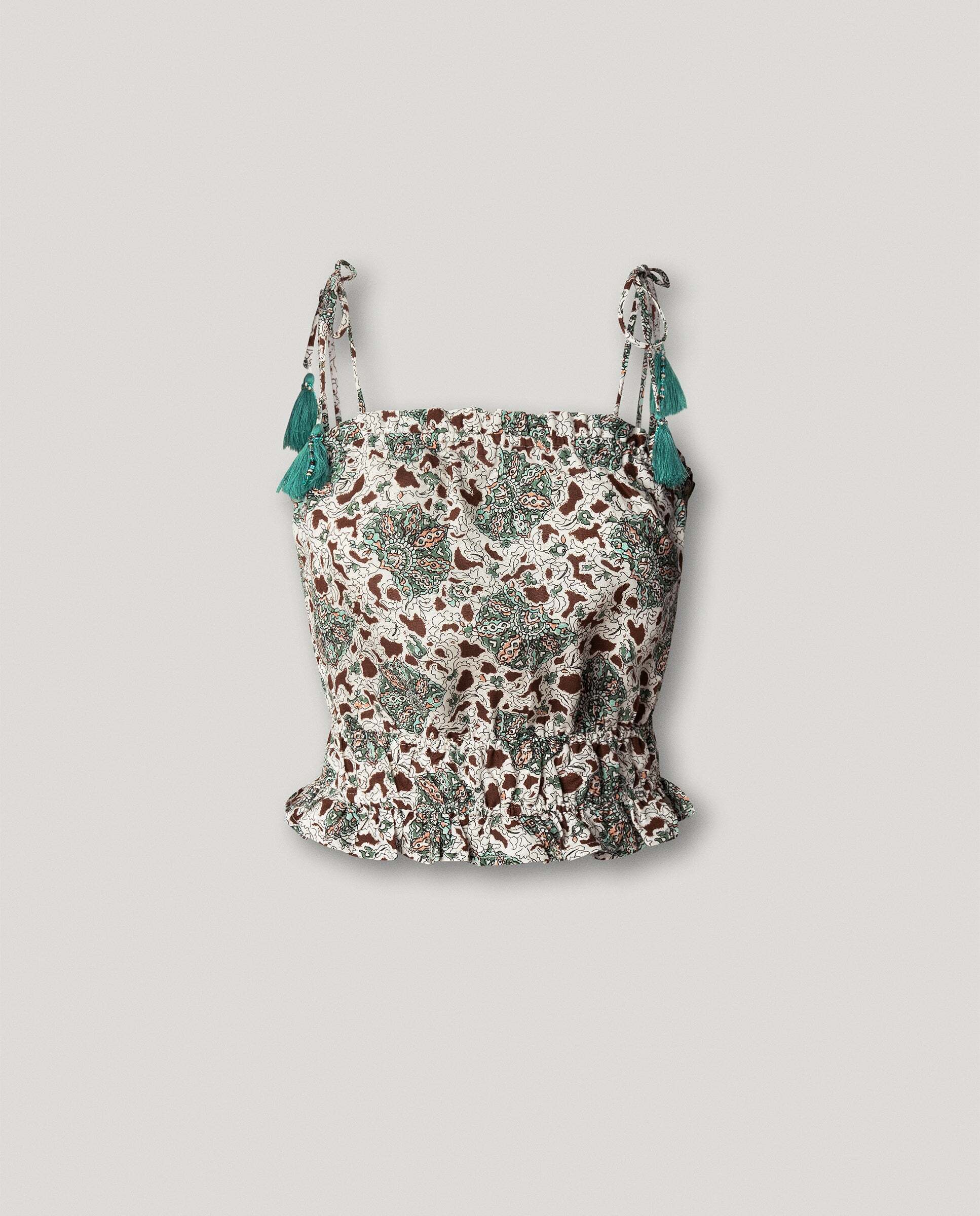 Top estampado floral con lino - Pepe Jeans - Verde Verde-9