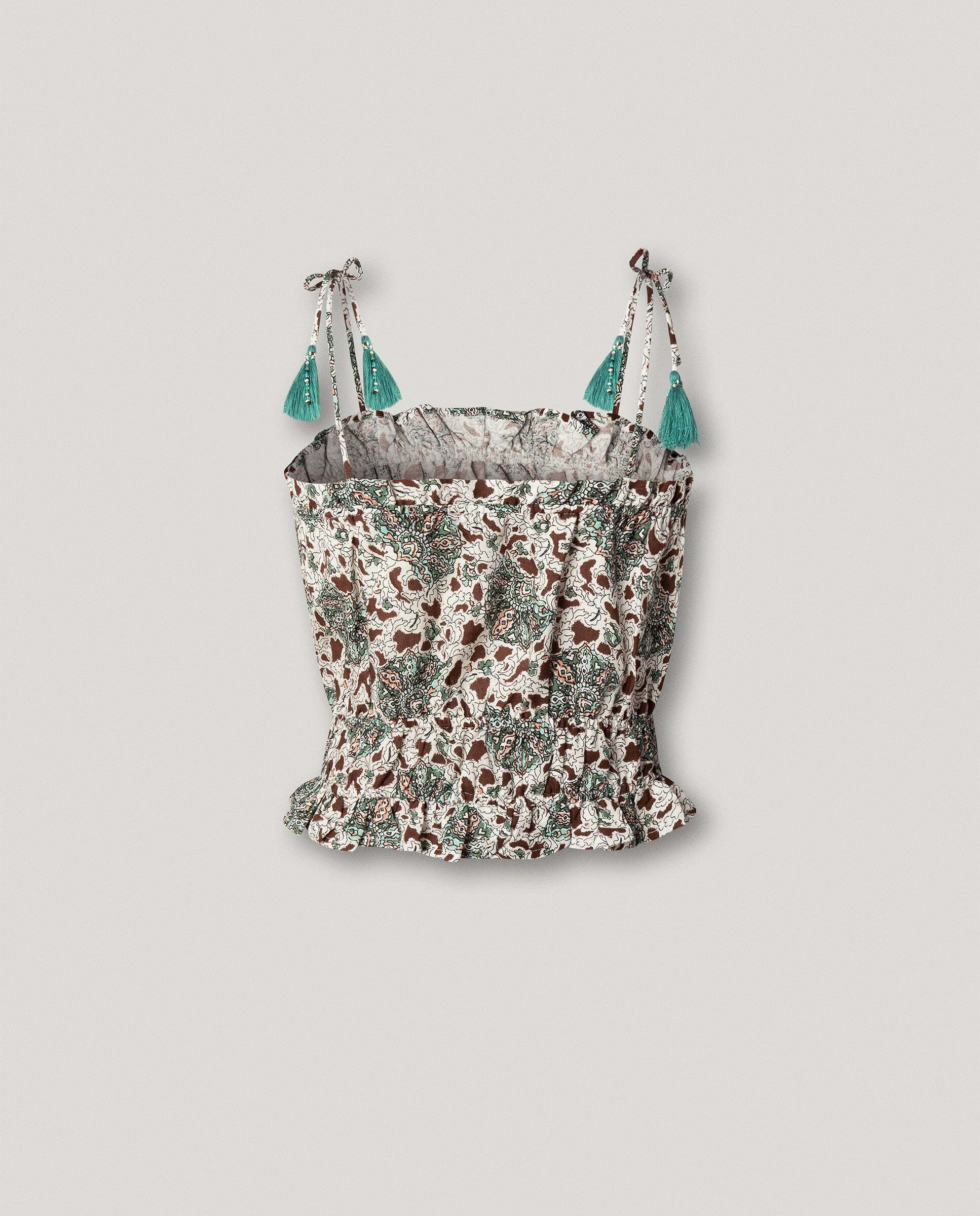 Top estampado floral con lino - Pepe Jeans - Verde Verde-8
