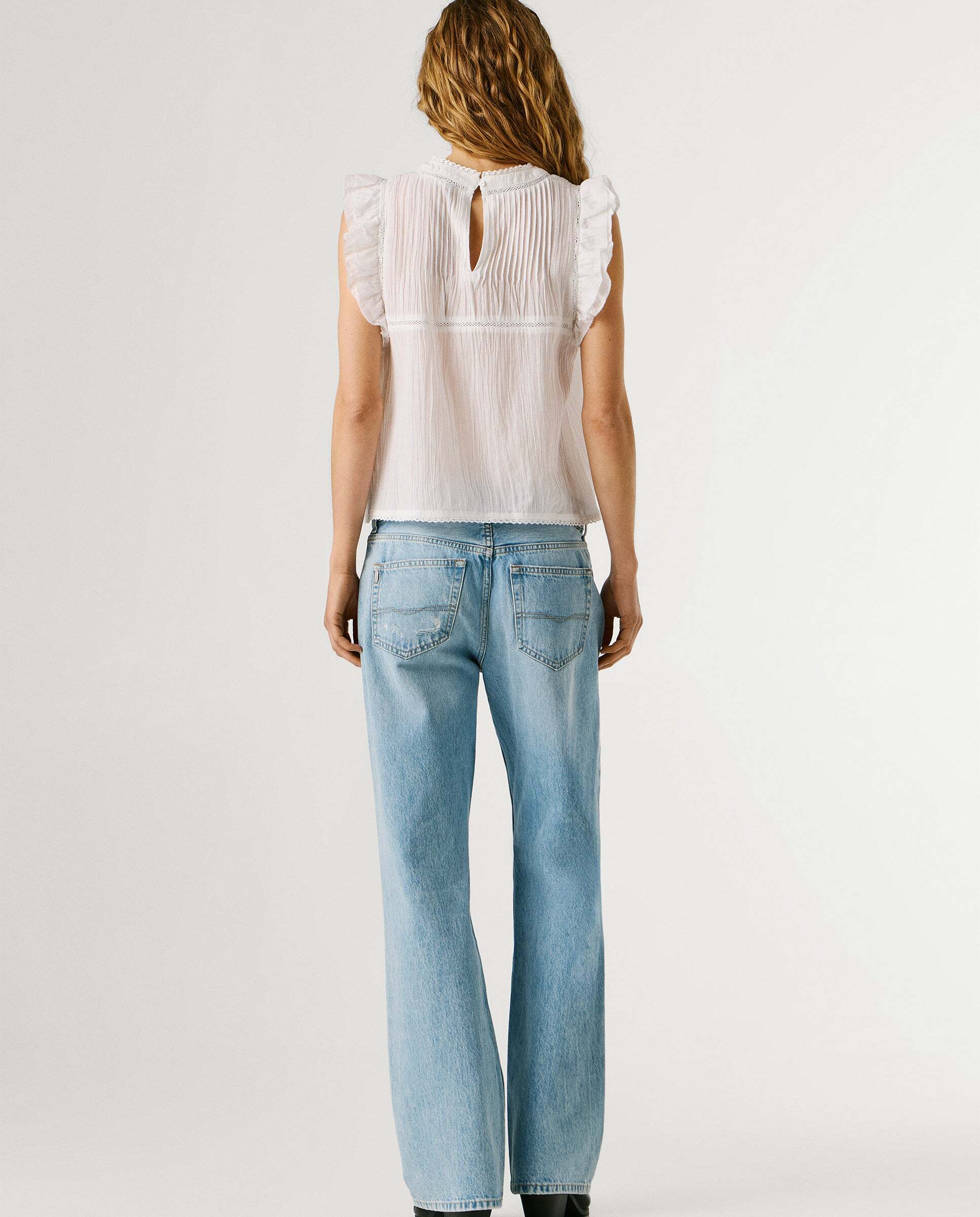 Imagen 3 de Blusa de mujer con detalles plisados - Pepe Jeans - Blanco Blanco