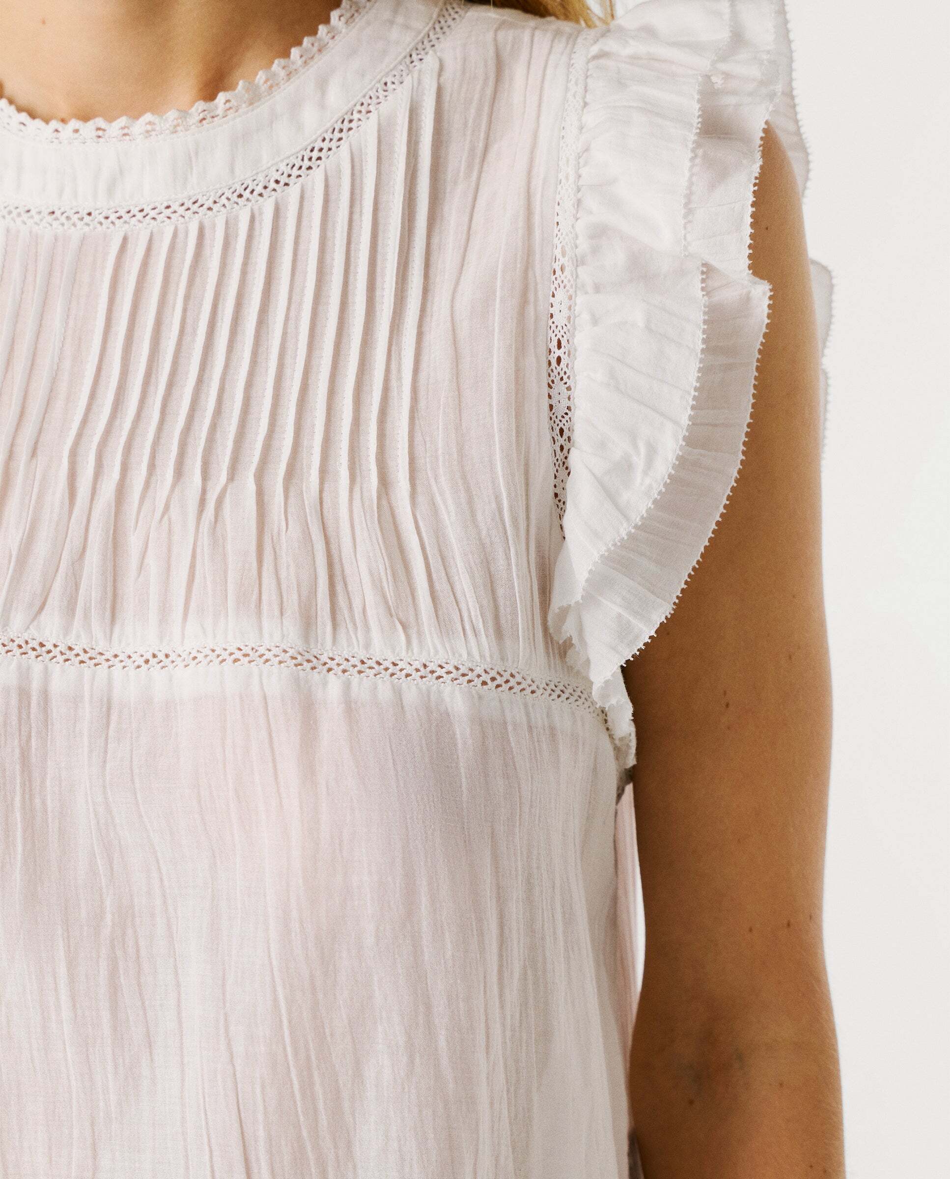 Imagen 5 de Blusa de mujer con detalles plisados - Pepe Jeans - Blanco Blanco