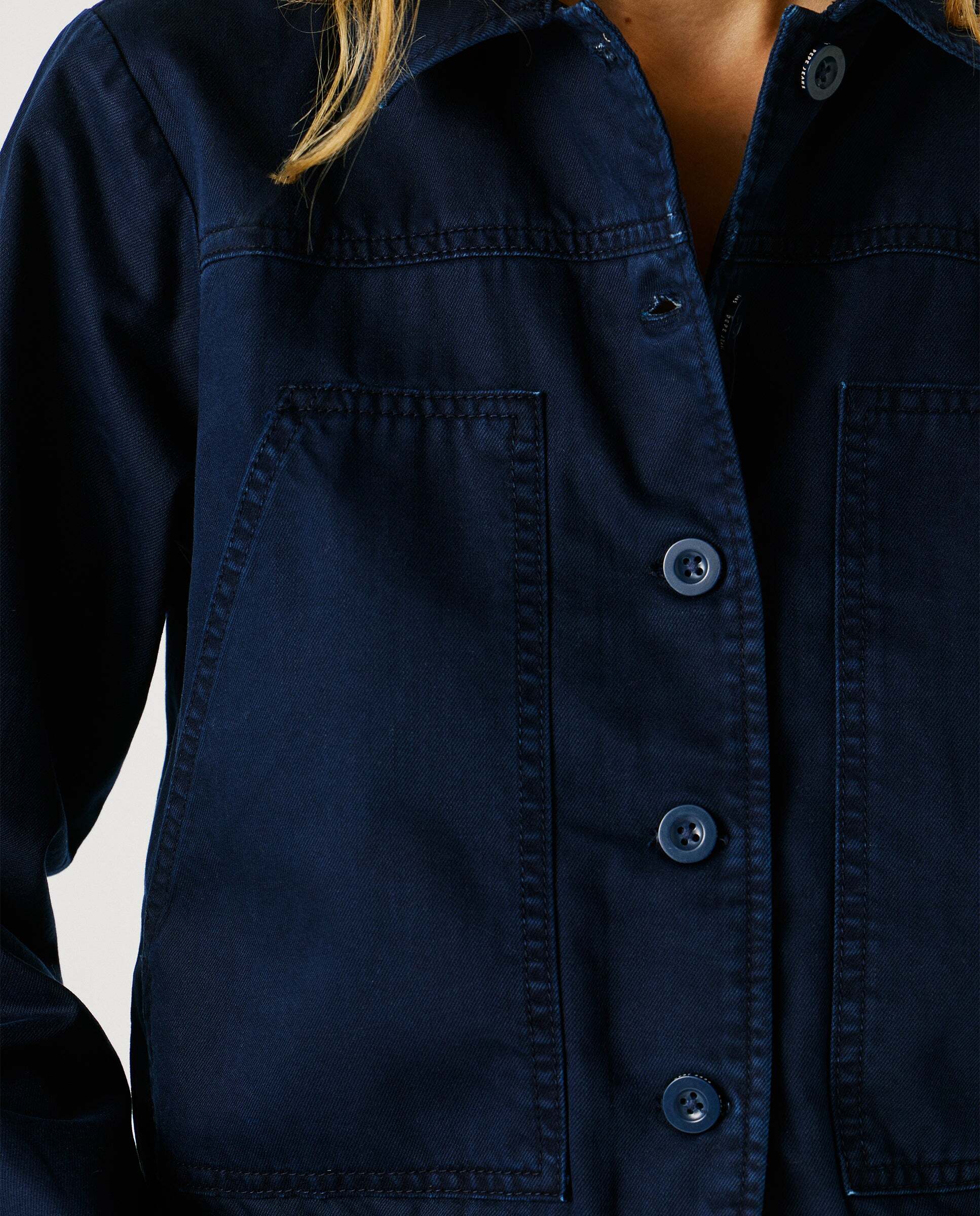 Cazadora de mujer sarga con cuello camisero - Pepe Jeans - Azul Azul-5