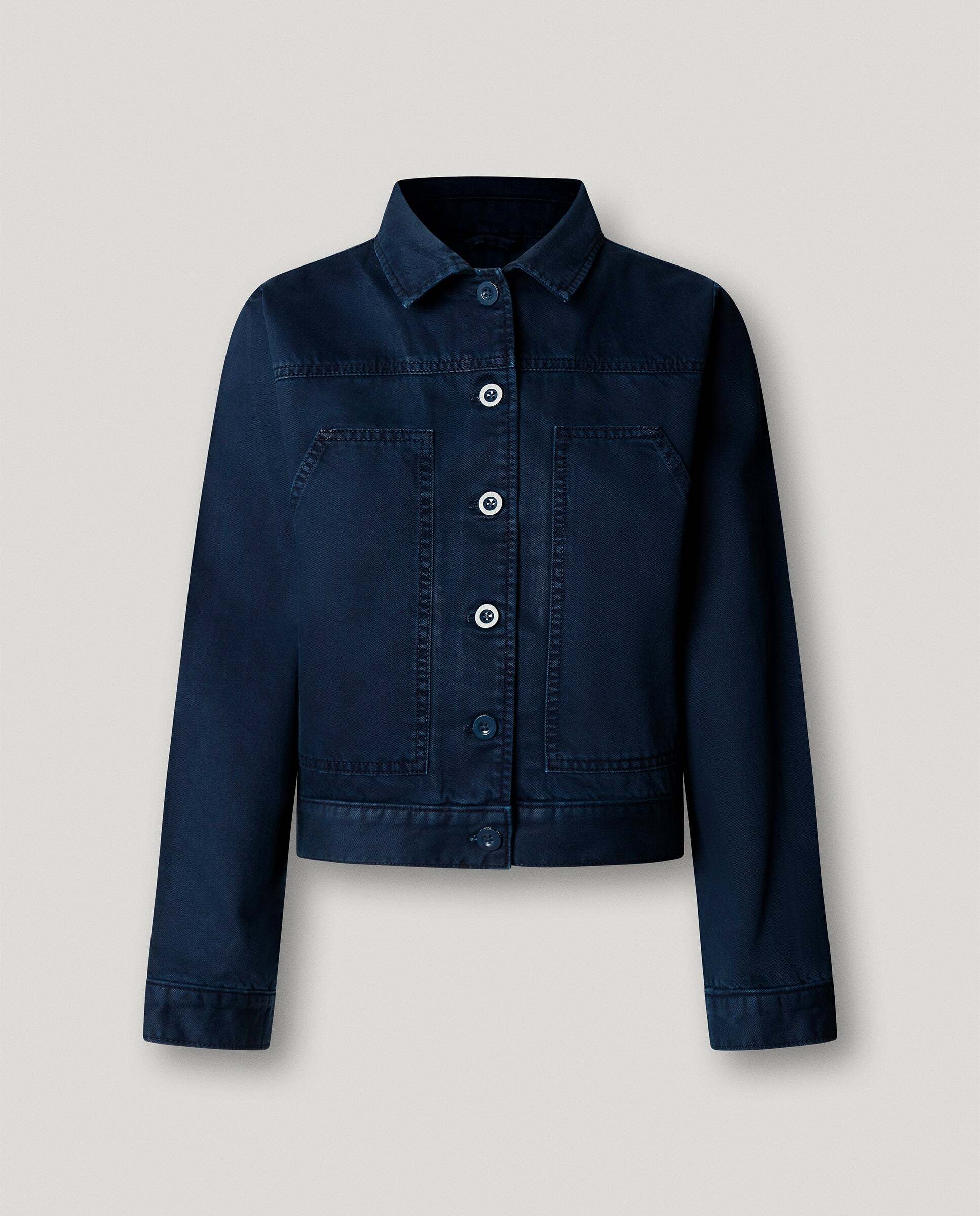 Cazadora de mujer sarga con cuello camisero - Pepe Jeans - Azul Azul-9