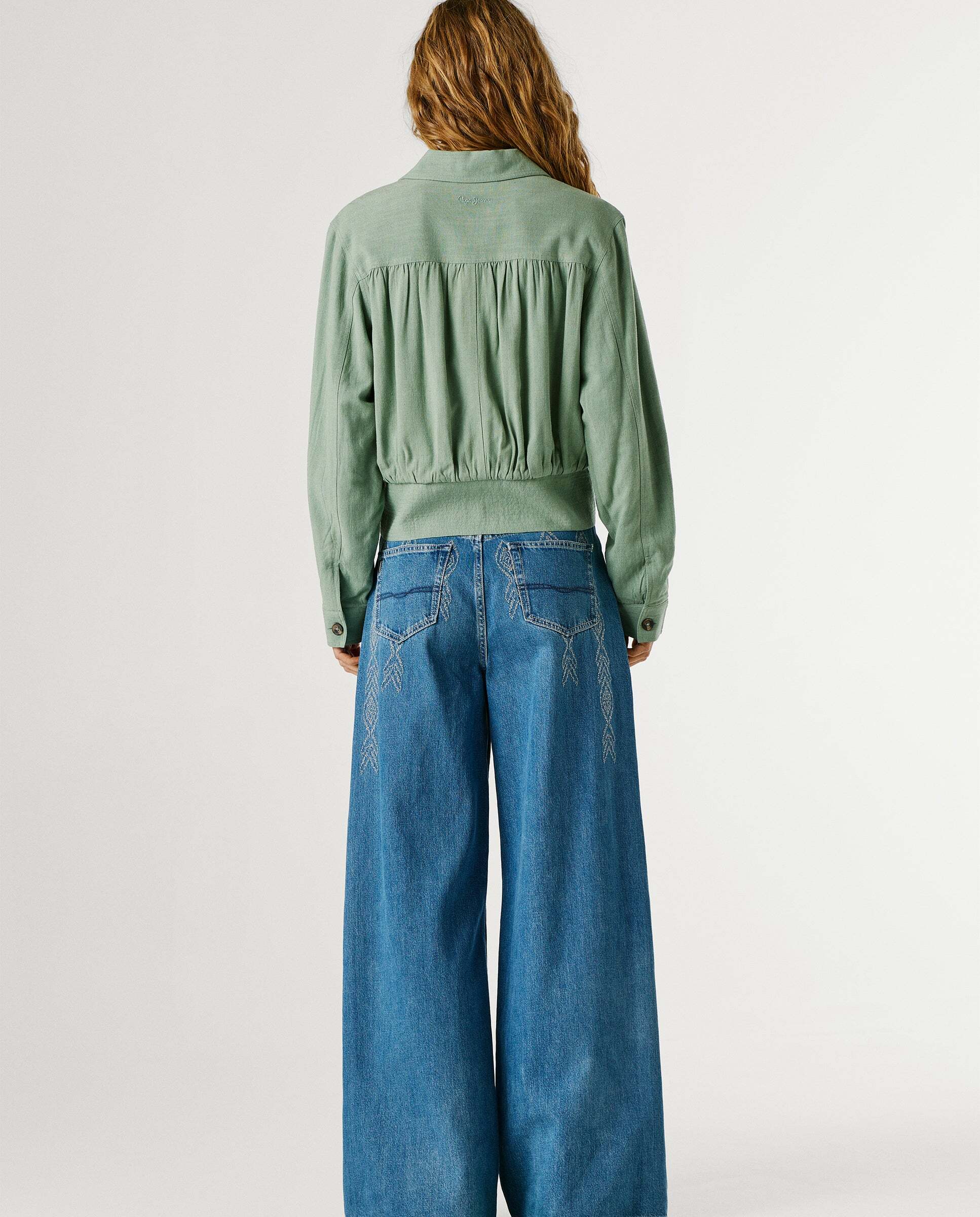 Chaqueta bomber cuello camisero con lino - Pepe Jeans - Verde Verde-3