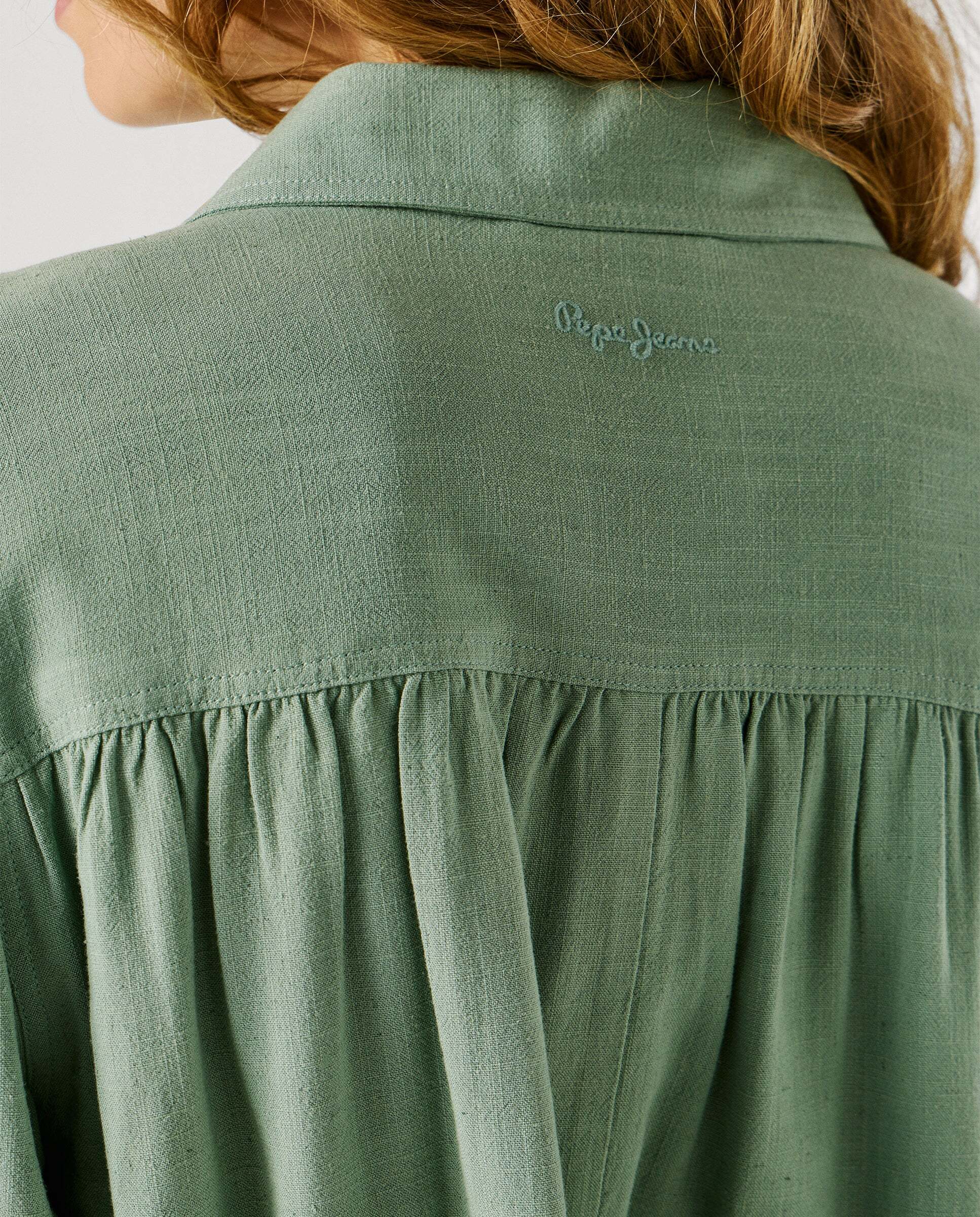 Chaqueta bomber cuello camisero con lino - Pepe Jeans - Verde Verde-5