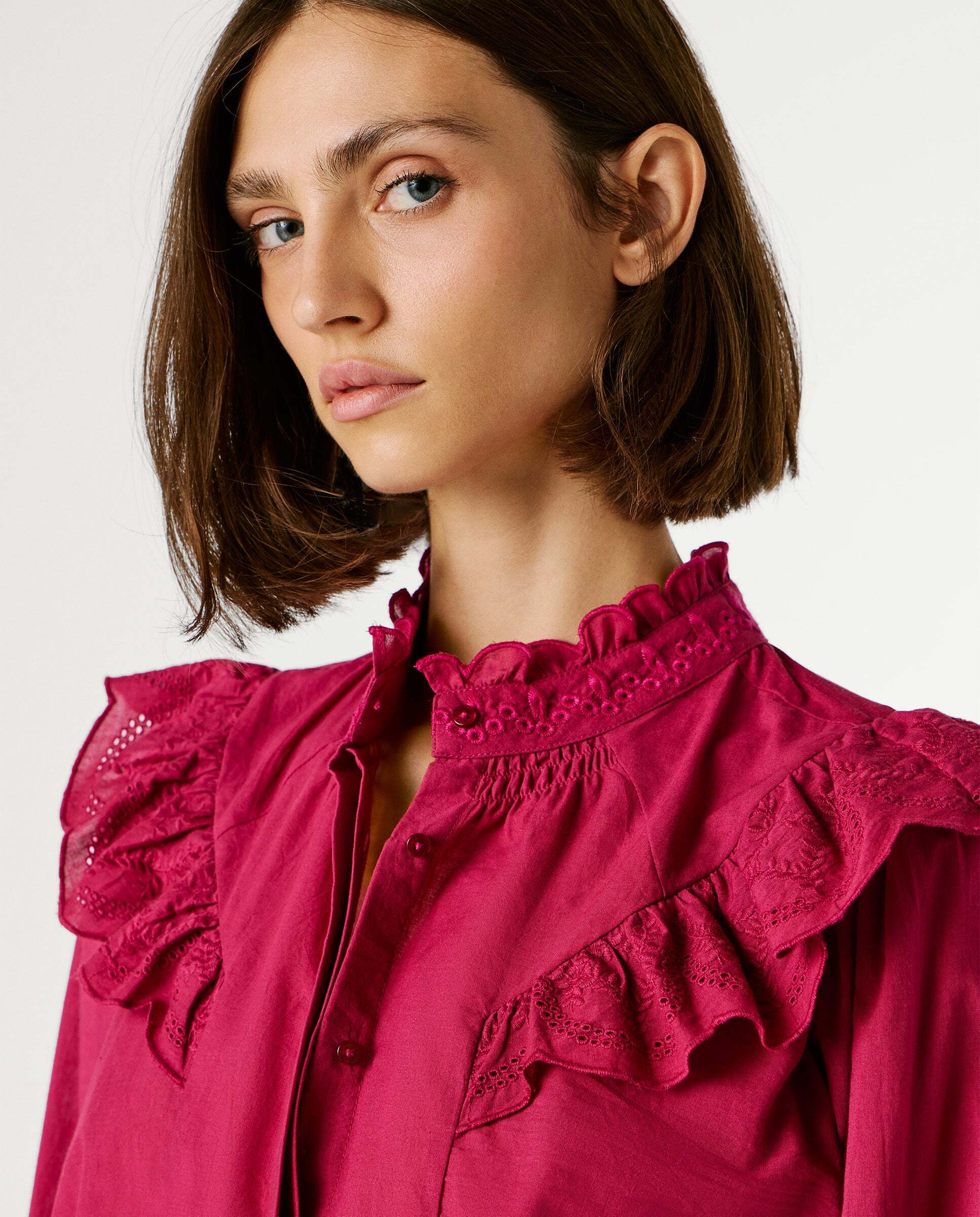 Blusa de mujer de mujer fluida con volantes - Pepe Jeans - Rosa Rosa-4
