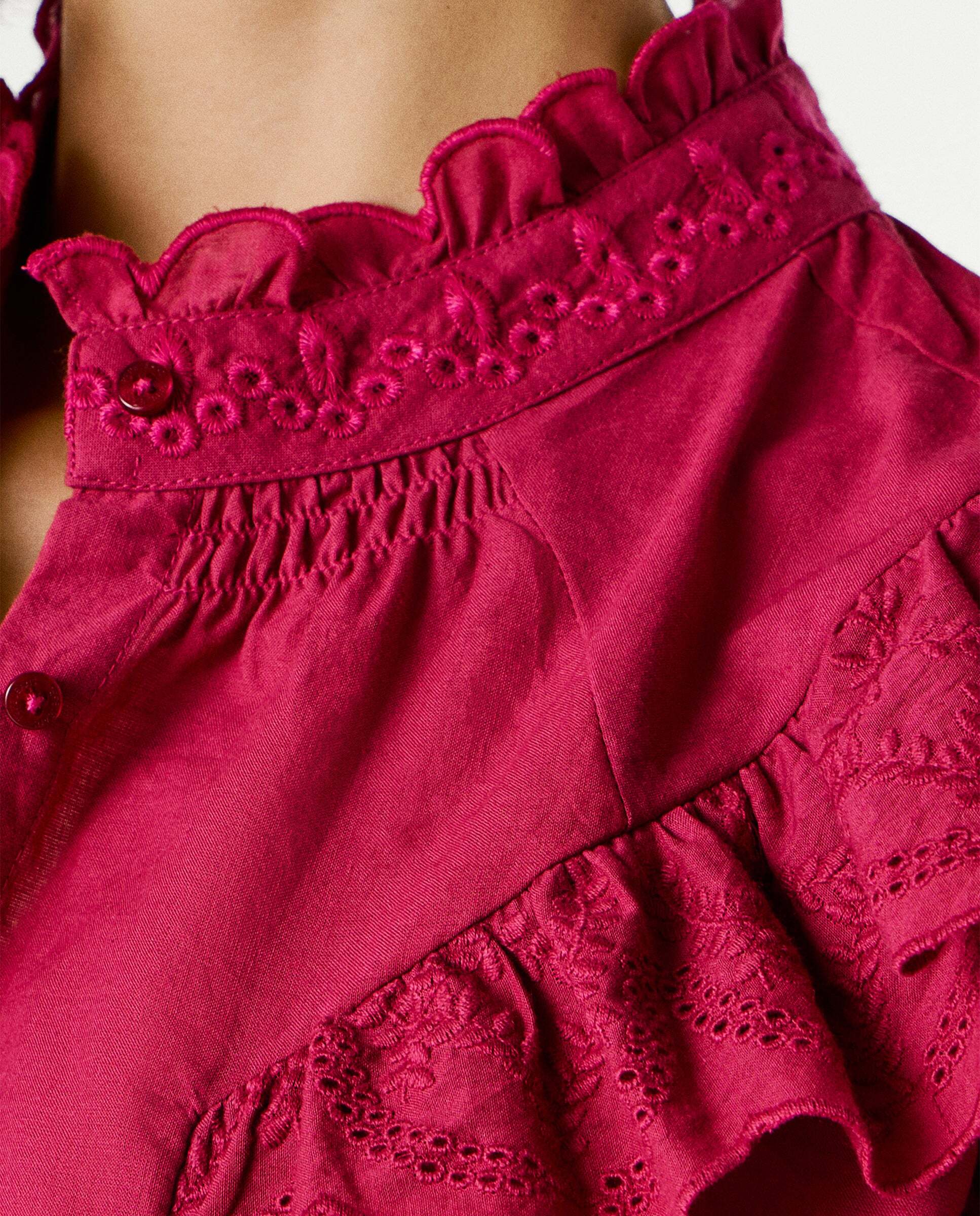 Blusa de mujer de mujer fluida con volantes - Pepe Jeans - Rosa Rosa-5