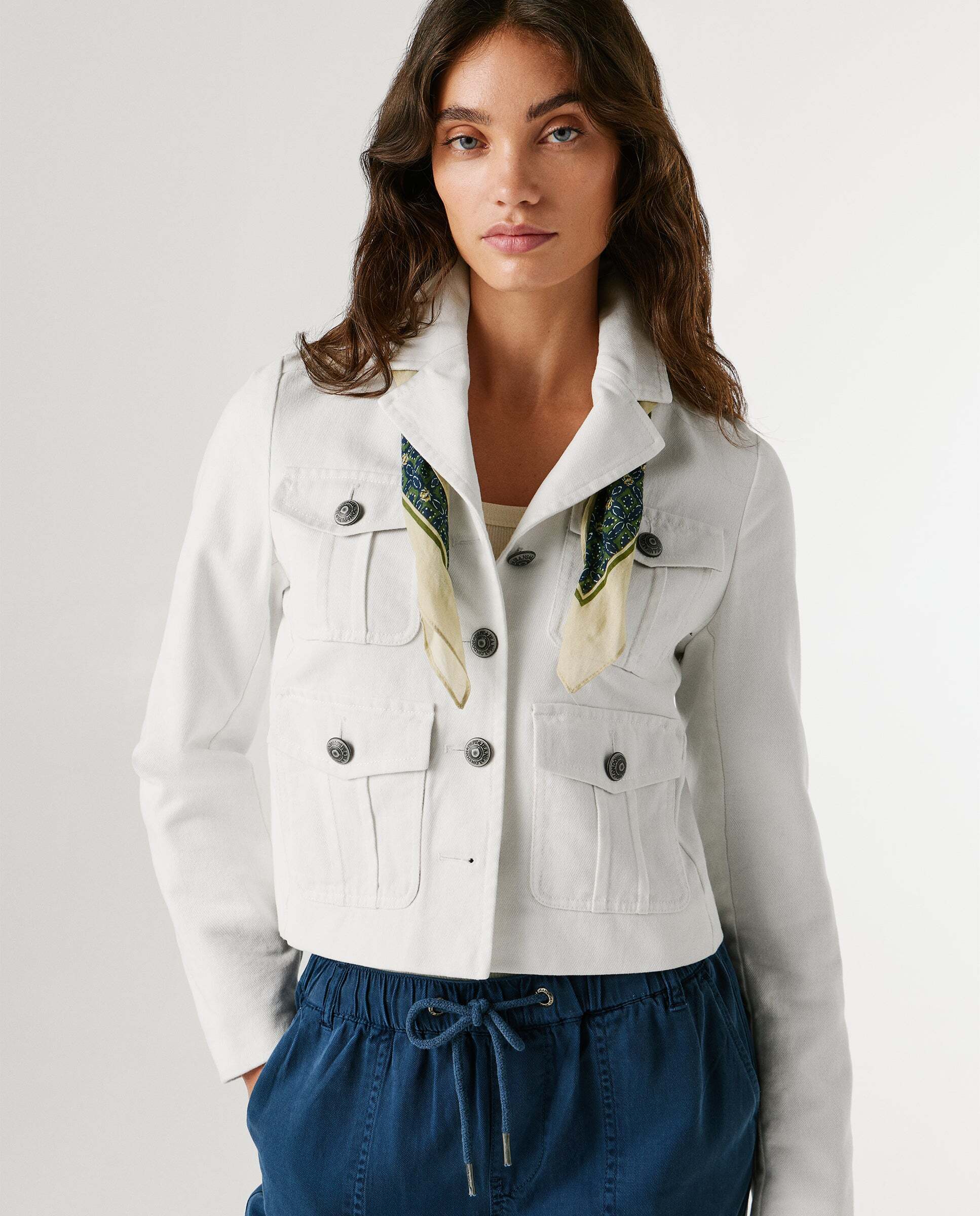 Cazadora de mujer de sarga fit cropped - Pepe Jeans - Blanco Blanco-7