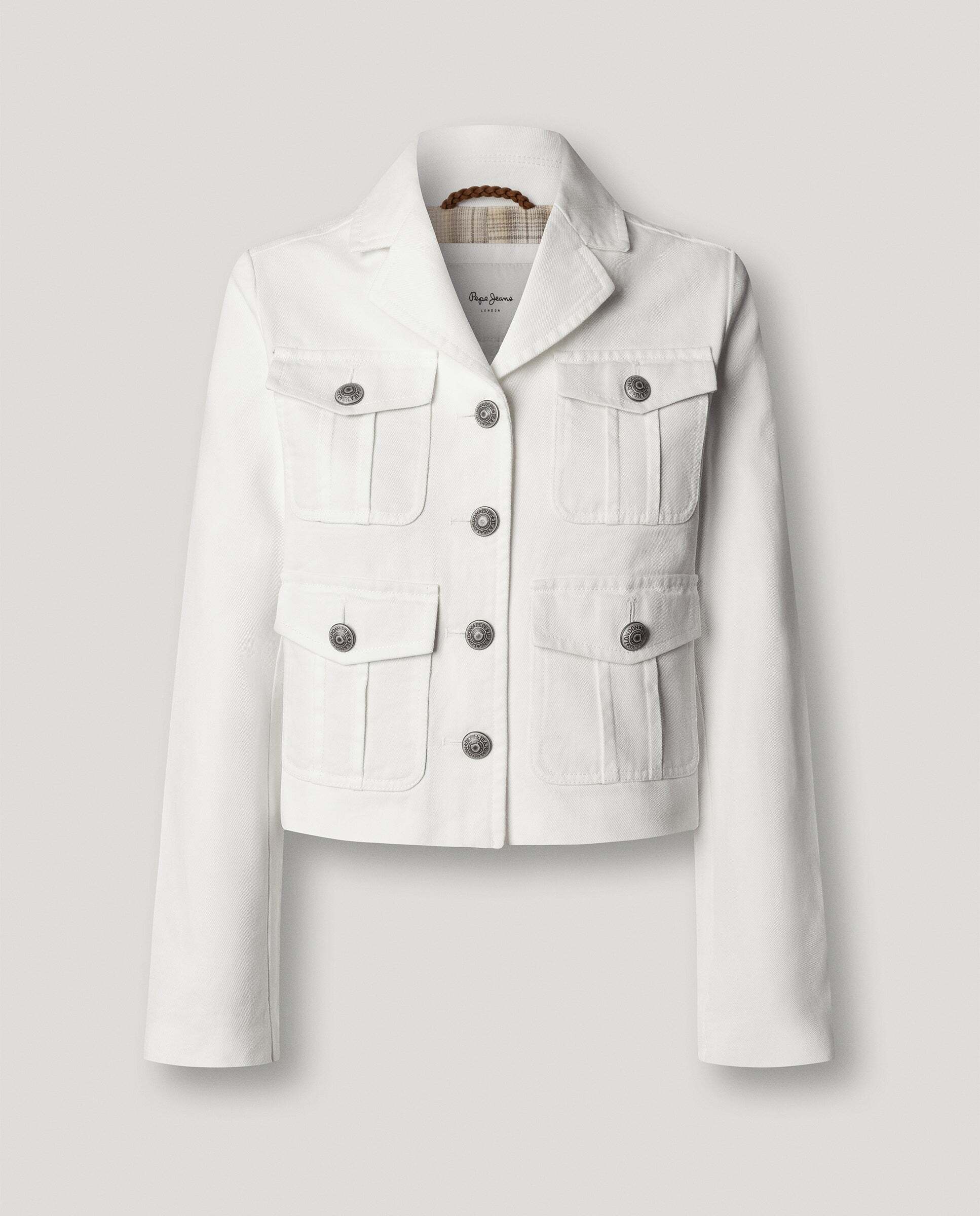 Cazadora de mujer de sarga fit cropped - Pepe Jeans - Blanco Blanco-9