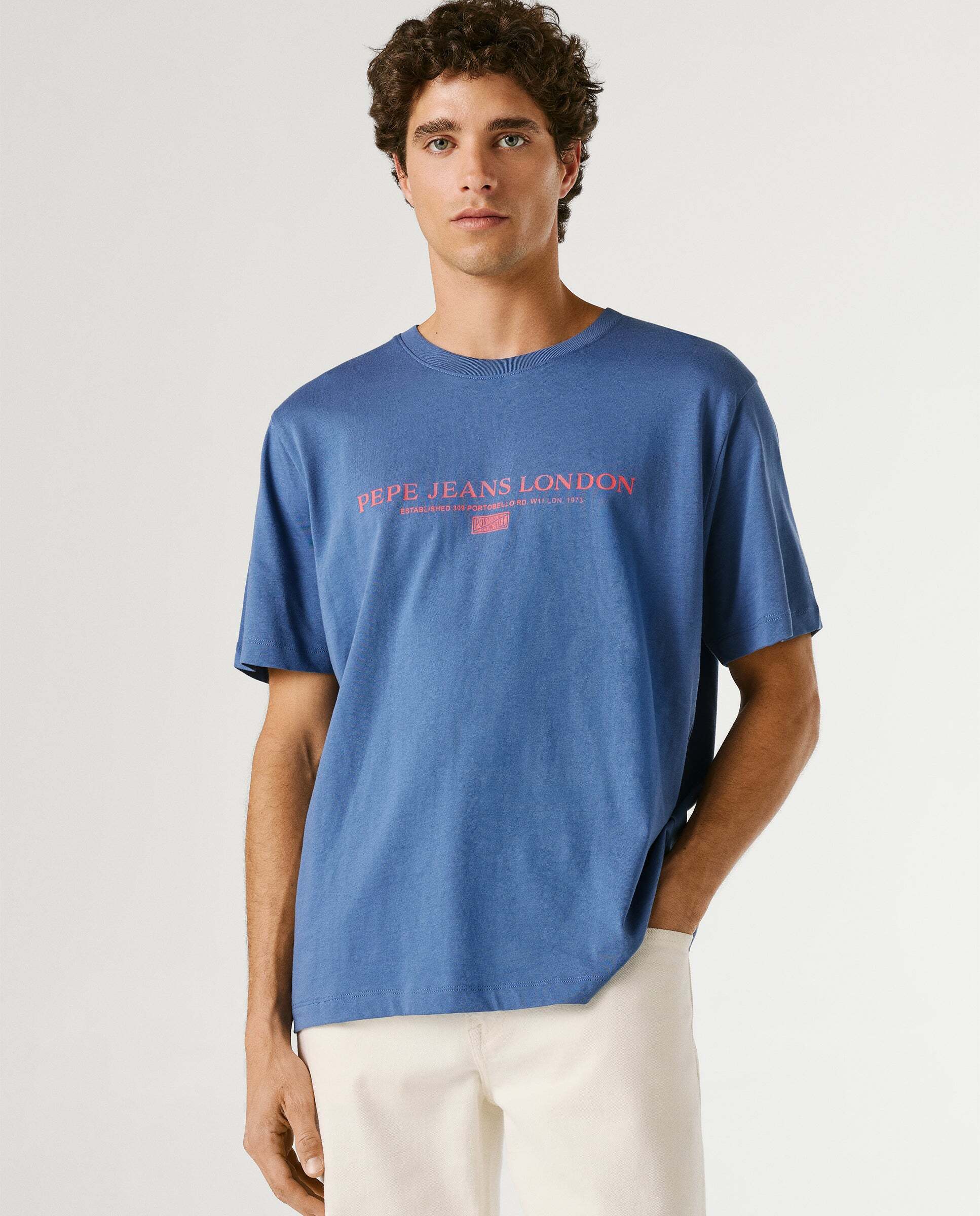 Imagen 0 de Camiseta de hombre logo estampado fit regular Azul