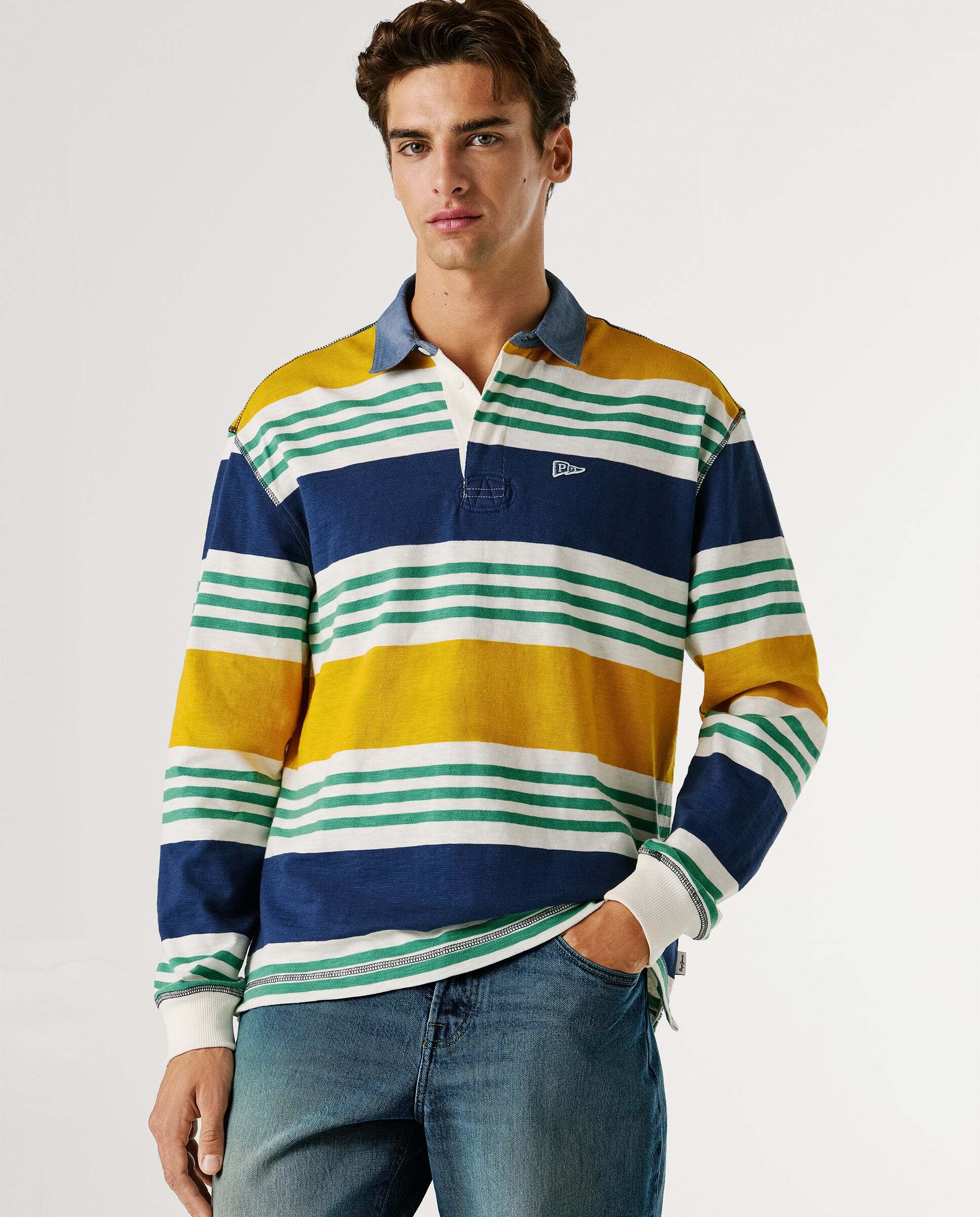 Polo de hombre rugby rayas manga larga