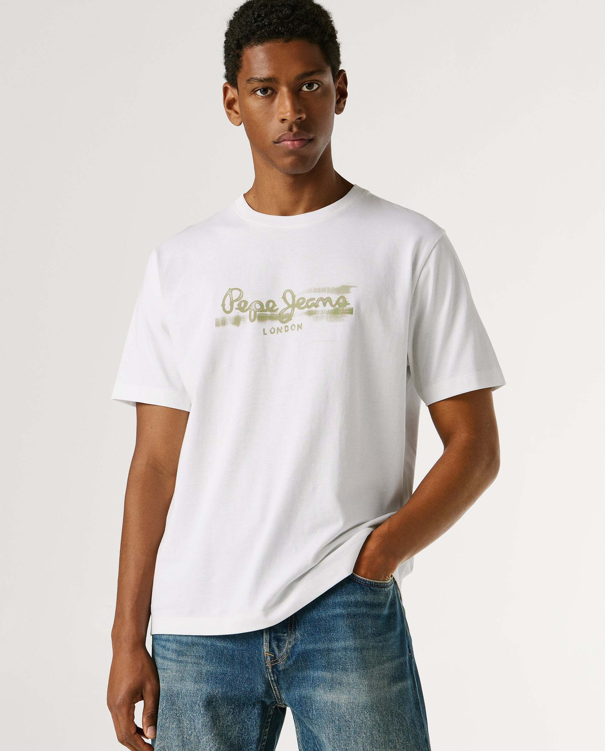 Camiseta de hombre logo estampado fit regular - Pepe Jeans - Blanco Blanco-1