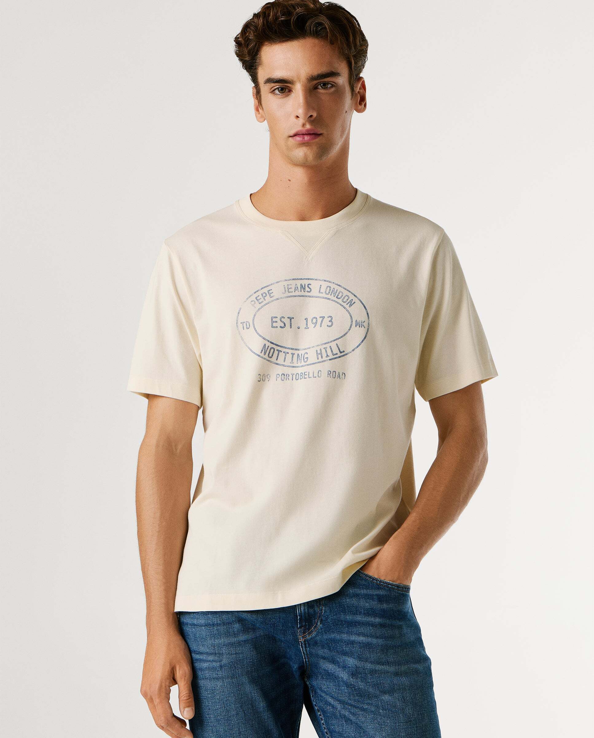 Imagen 0 de Camiseta de hombre gráfico estampado fit regular Blanco