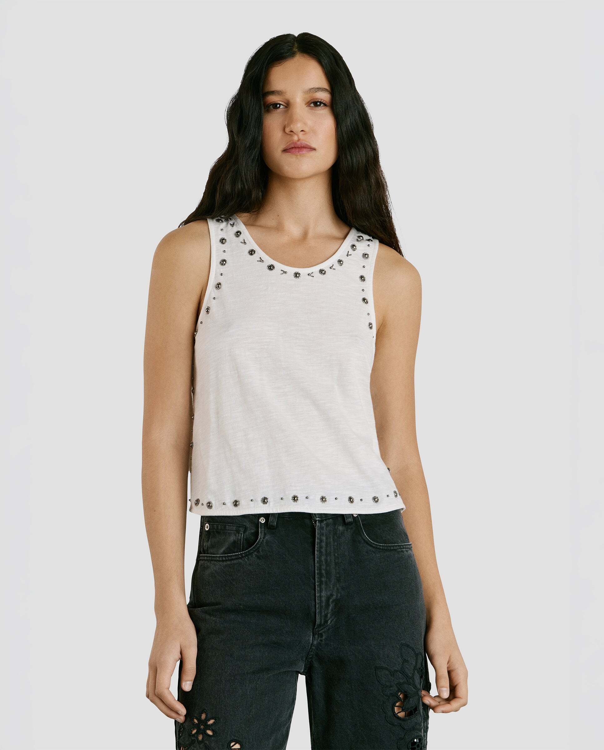 Pepe Jeans - W11 - camiseta de tirantes de mujer con tachuelas.