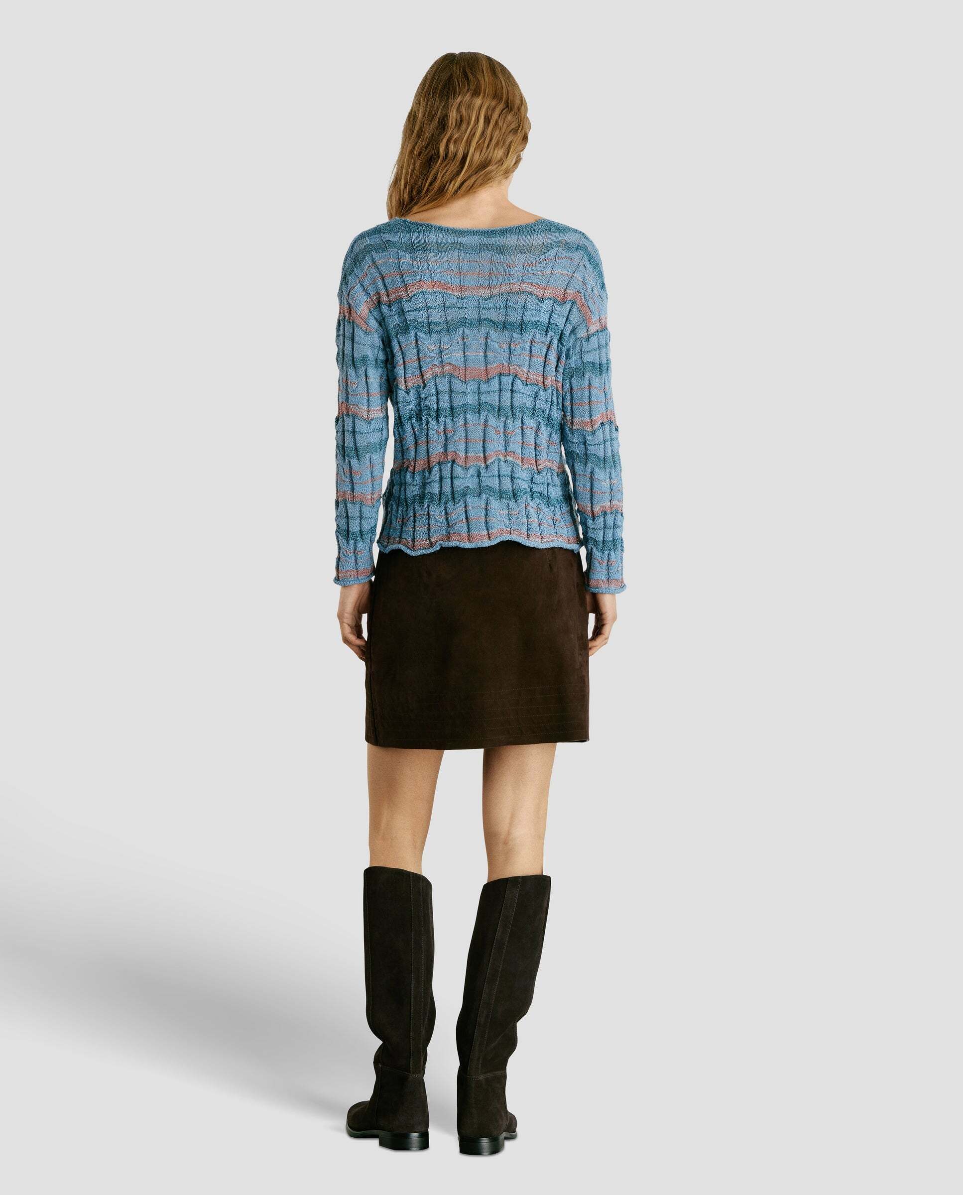 W11 - Pepe Jeans - jersey punto de mujer con cuello pico - Azul Azul-3