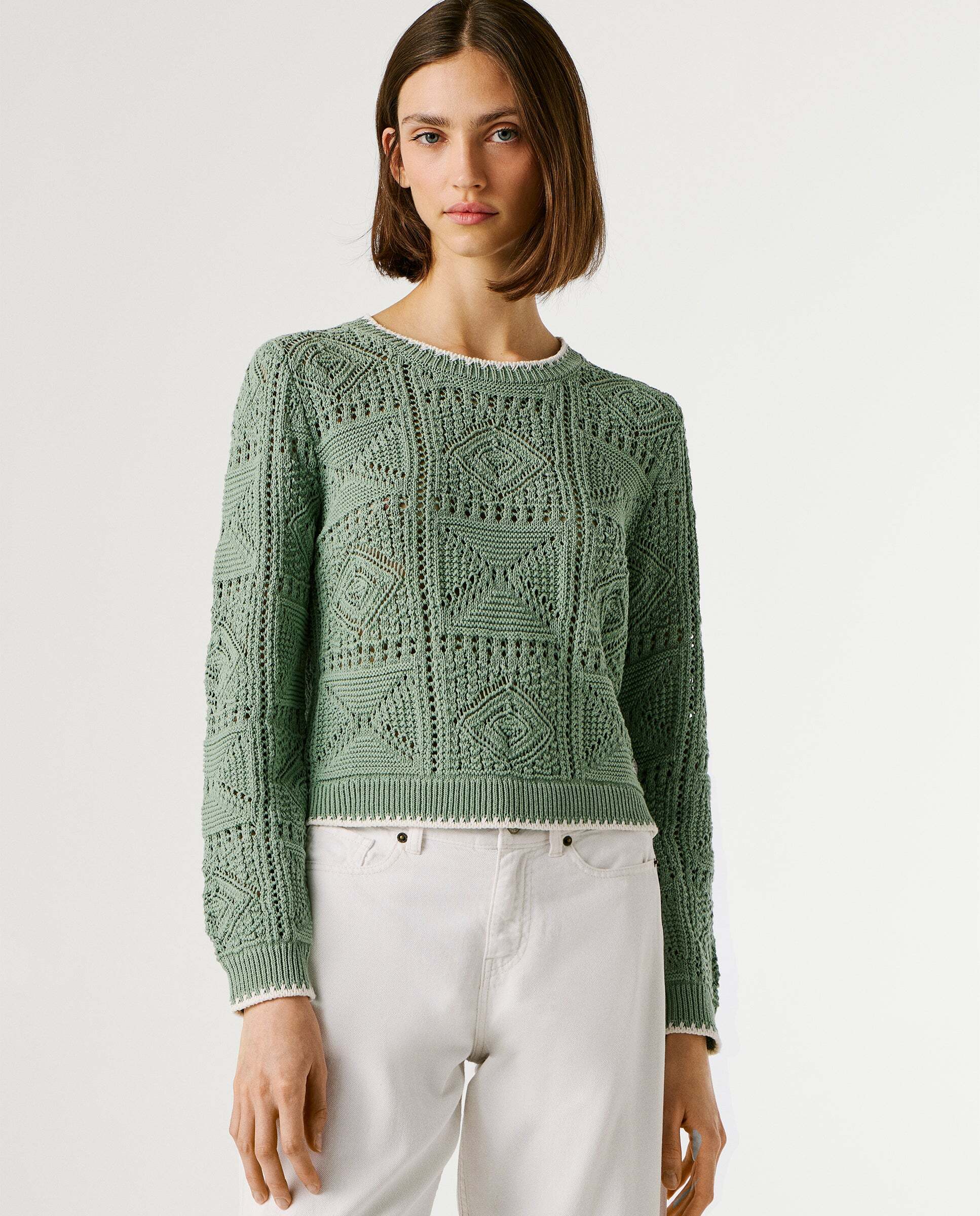 Pepe Jeans - Jersey de mujer calado cuello redondo.