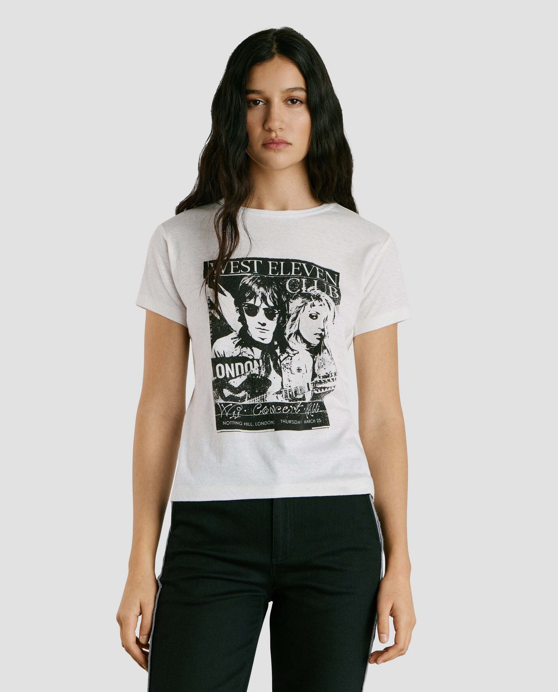 Imagen 0 de Camiseta de lino gráfico estampado Blanco