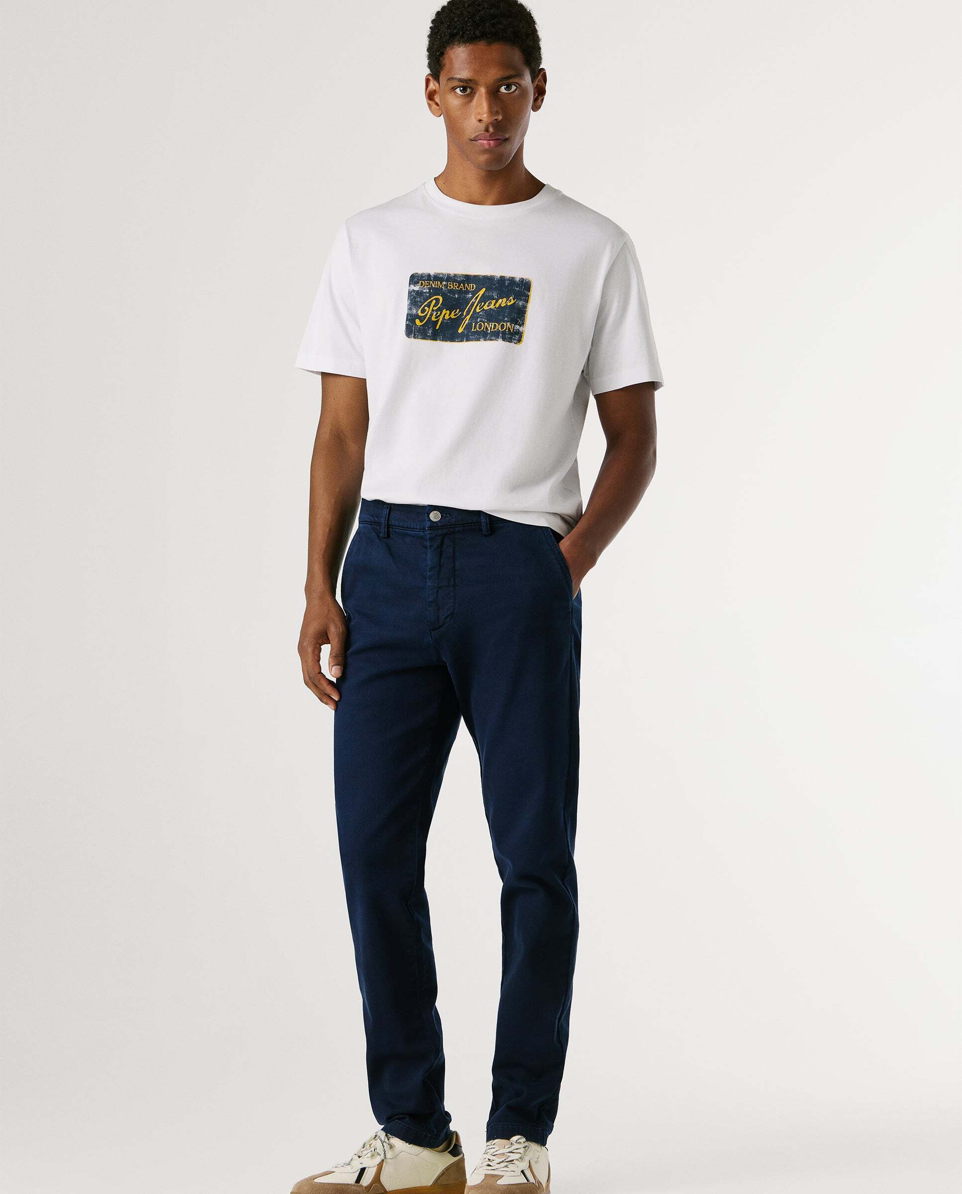 Pantalón chino de hombre fit taper - Pepe Jeans - Verde Azul-6
