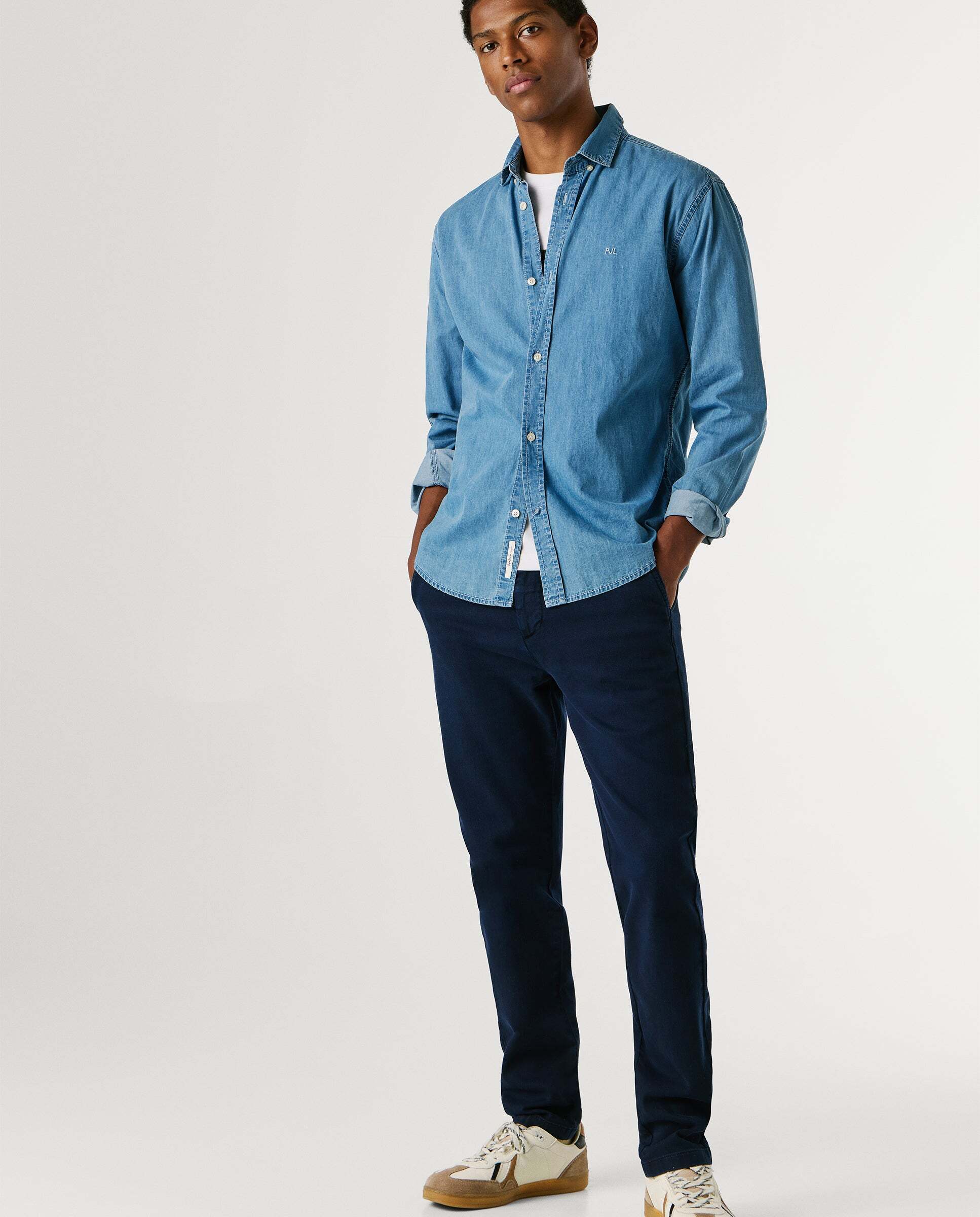 Pantalón chino de hombre fit taper - Pepe Jeans - Verde Azul-7