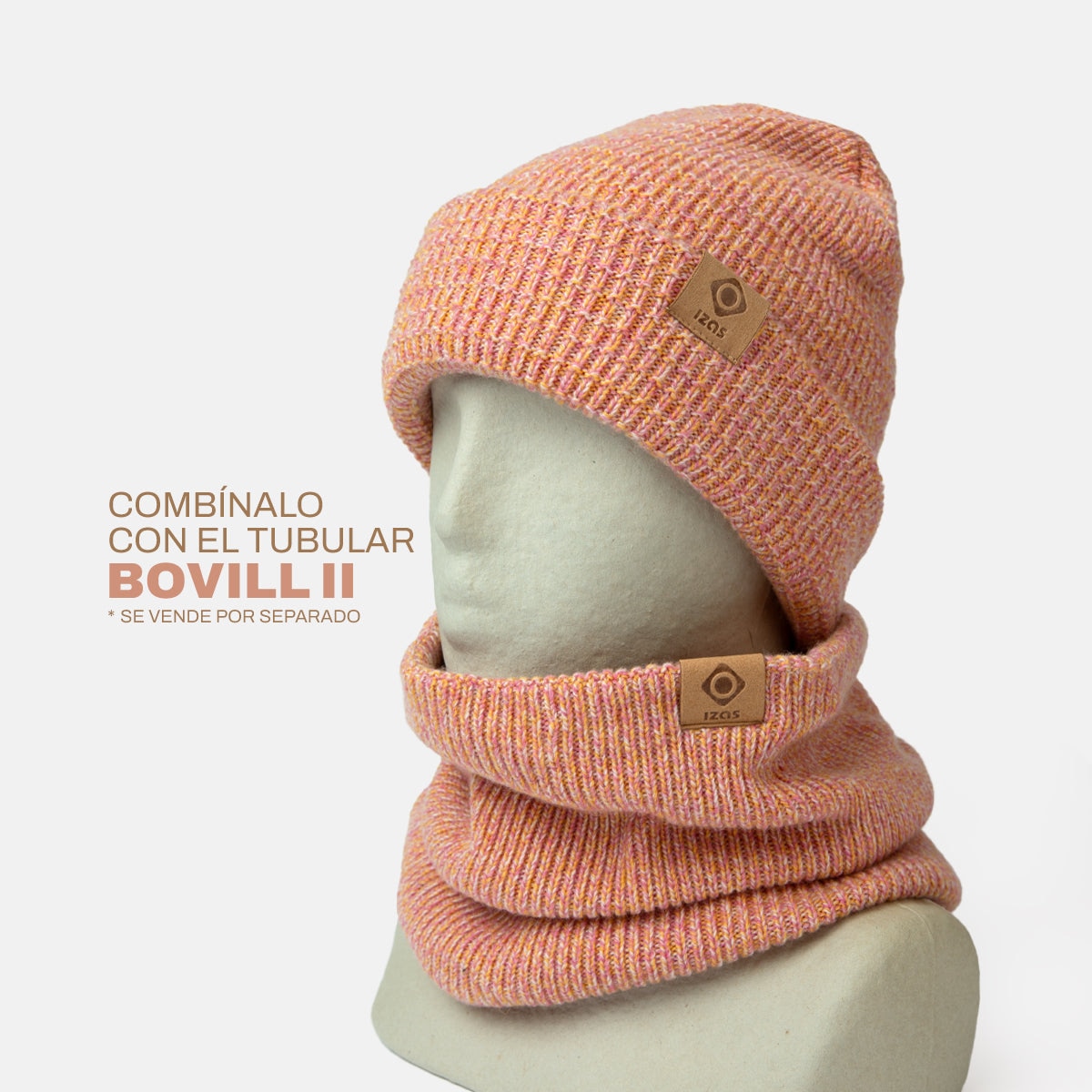 Gorro unisex de punto moderno BOVILL Izas - Rosa Rosa-3