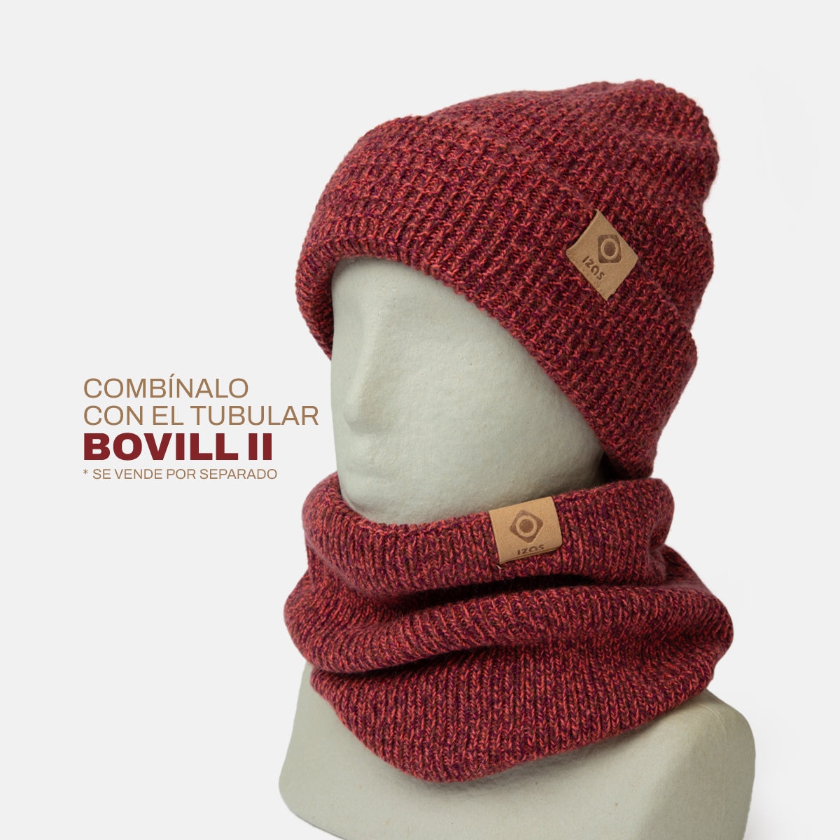 Gorro unisex de punto moderno BOVILL Izas - Rojo Rojo-3