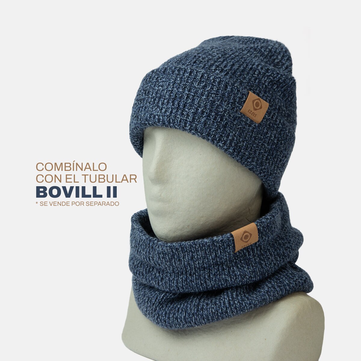 Gorro unisex de punto moderno BOVILL Izas - Azul Azul-3