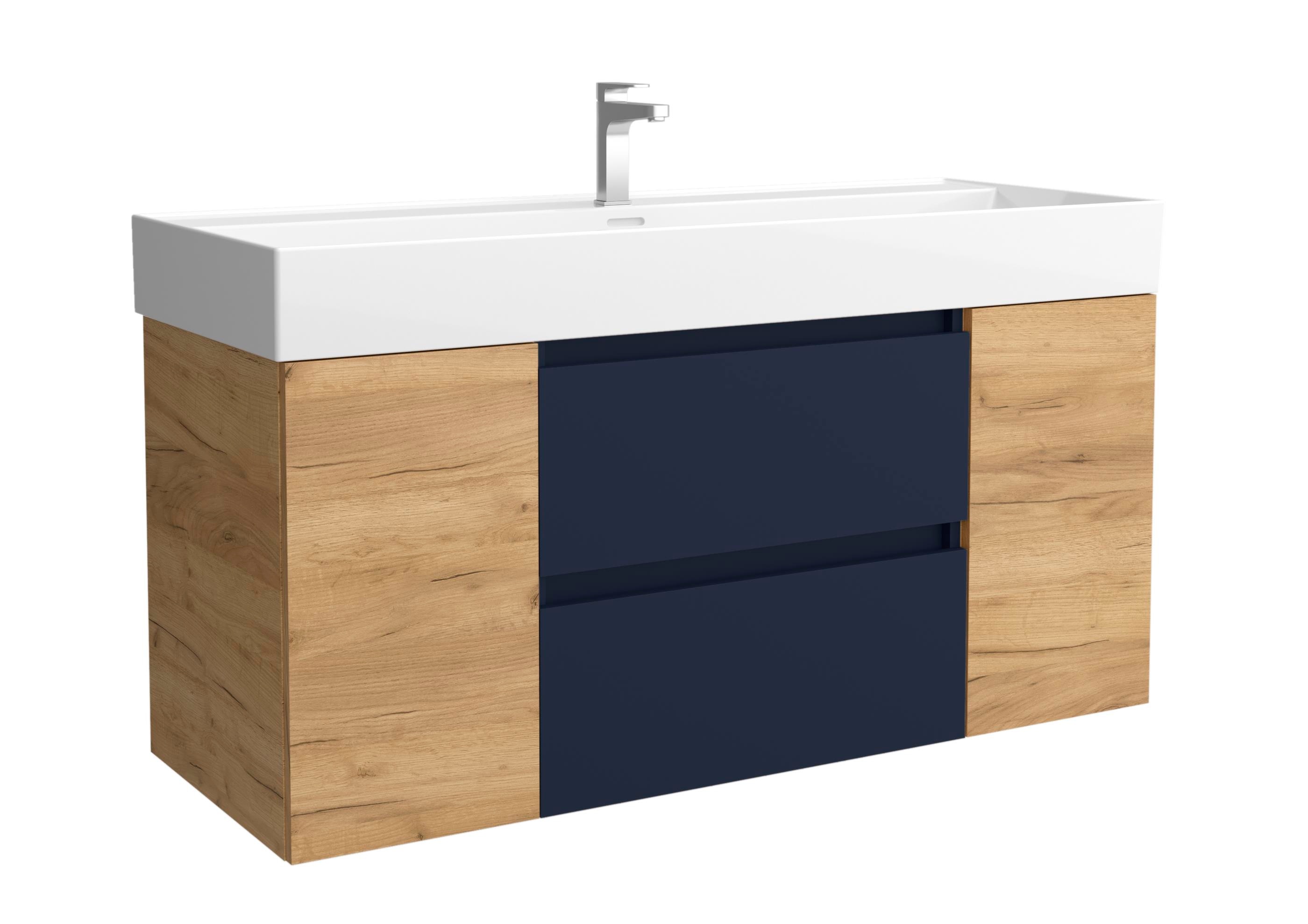 Imagen 1 de Mueble de baño Bequia + Lavabo Roma + 2 coqueta de 1 puerta - Azul / Madera 120 cm Azul / Madera