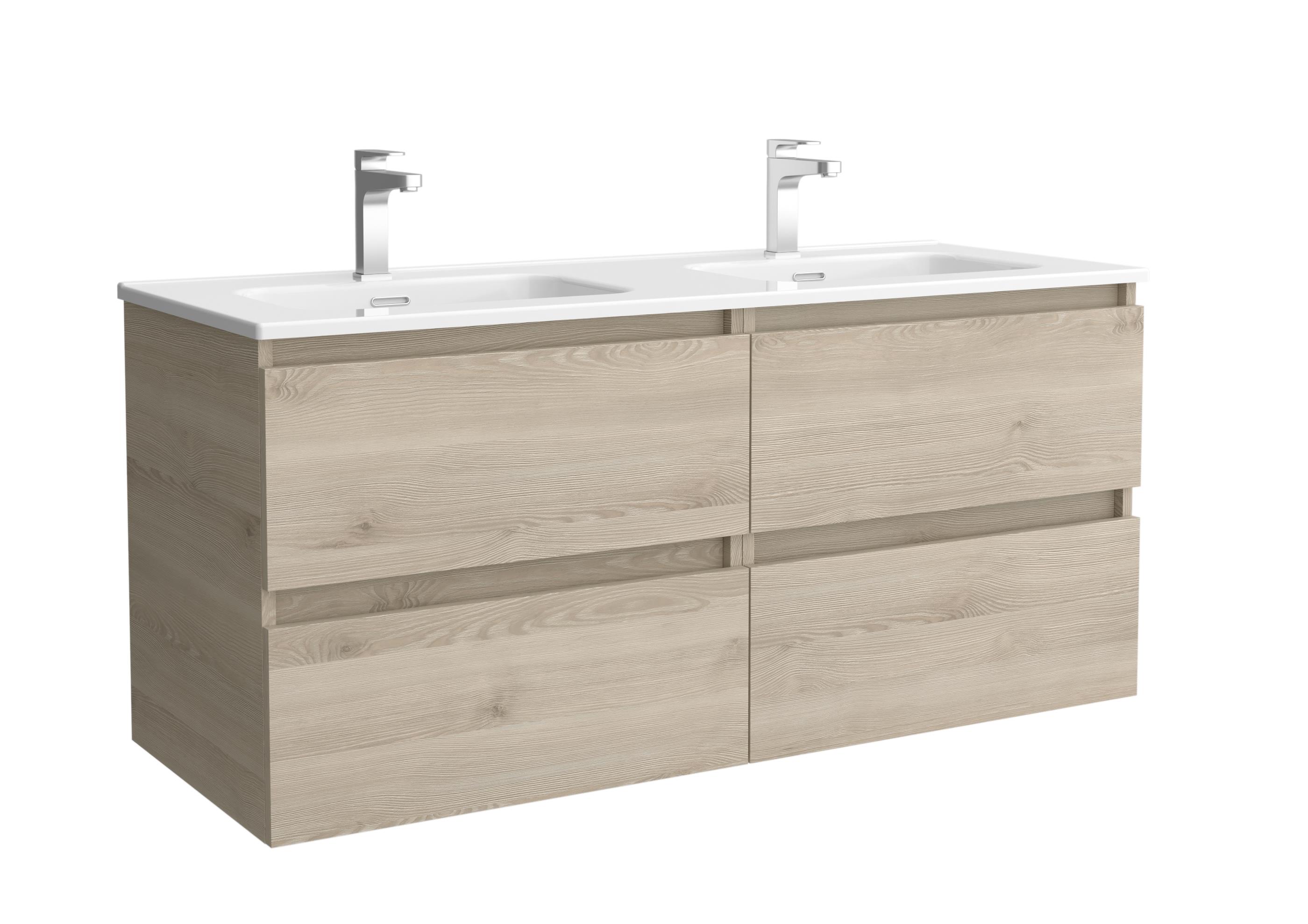 Imagen 1 de Mueble de baño con 4 cajones y lavabo de 2 pozas Bequia Salgar - Natural 120 cm Natural