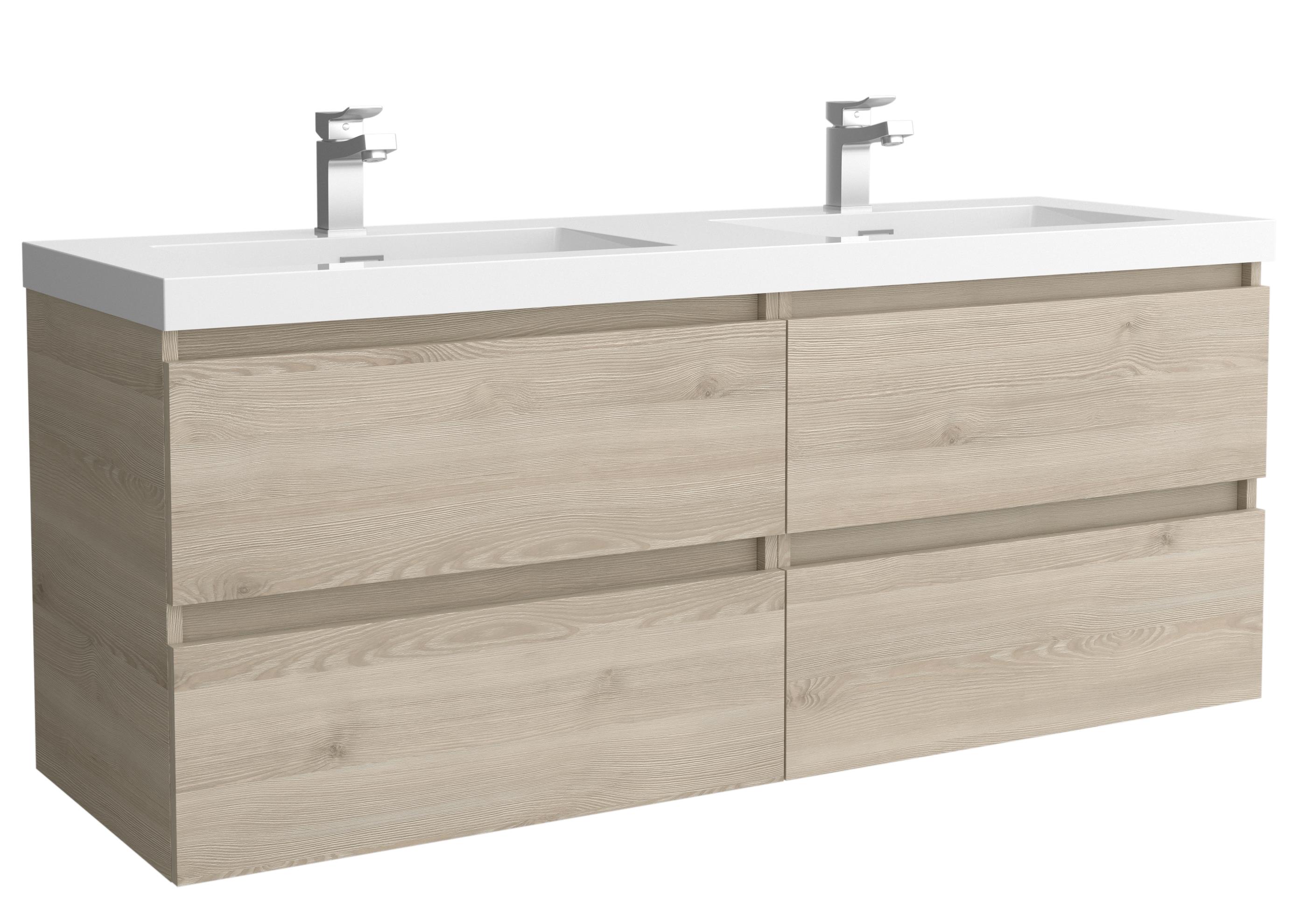 Imagen 1 de Mueble de baño con 4 cajones y lavabo Toscana de 2 pozas Bequia Salgar - Natural 140 cm Natural