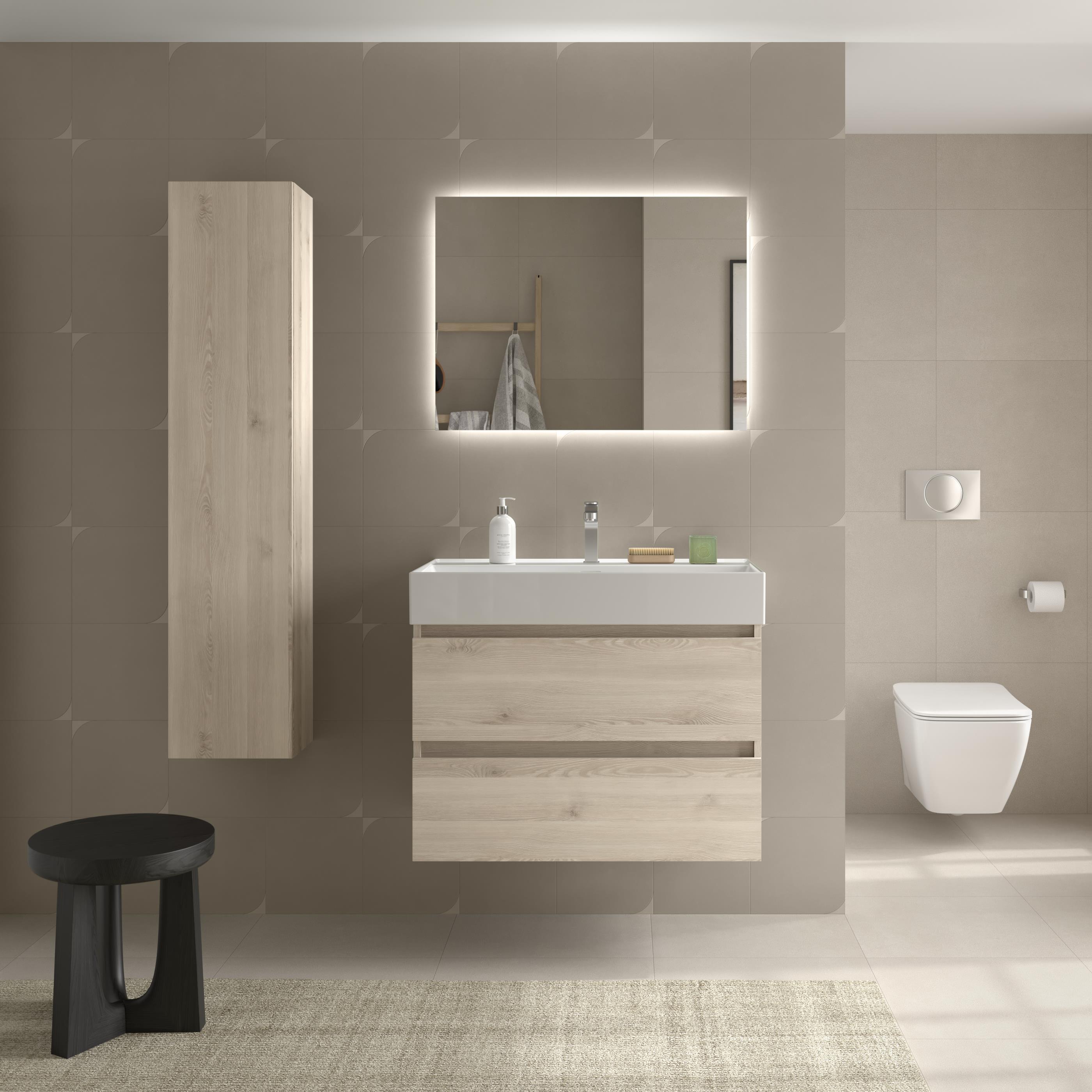 Imagen 2 de Mueble de baño con 2 cajones y lavabo Veneto de 1 poza Bequia Salgar - Natural 100 cm Natural