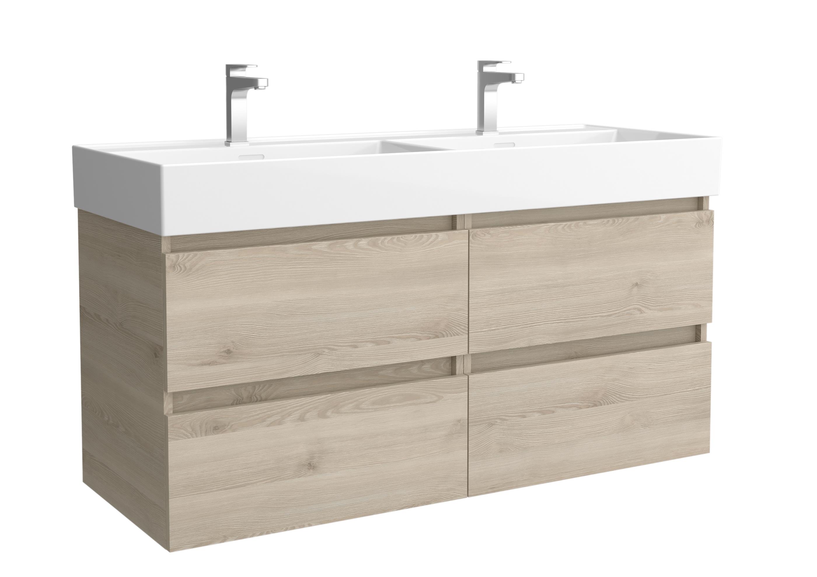 Imagen 1 de Mueble de baño con 4 cajones y lavabo Veneto de 2 pozas Bequia Salgar - Natural 120 cm Natural