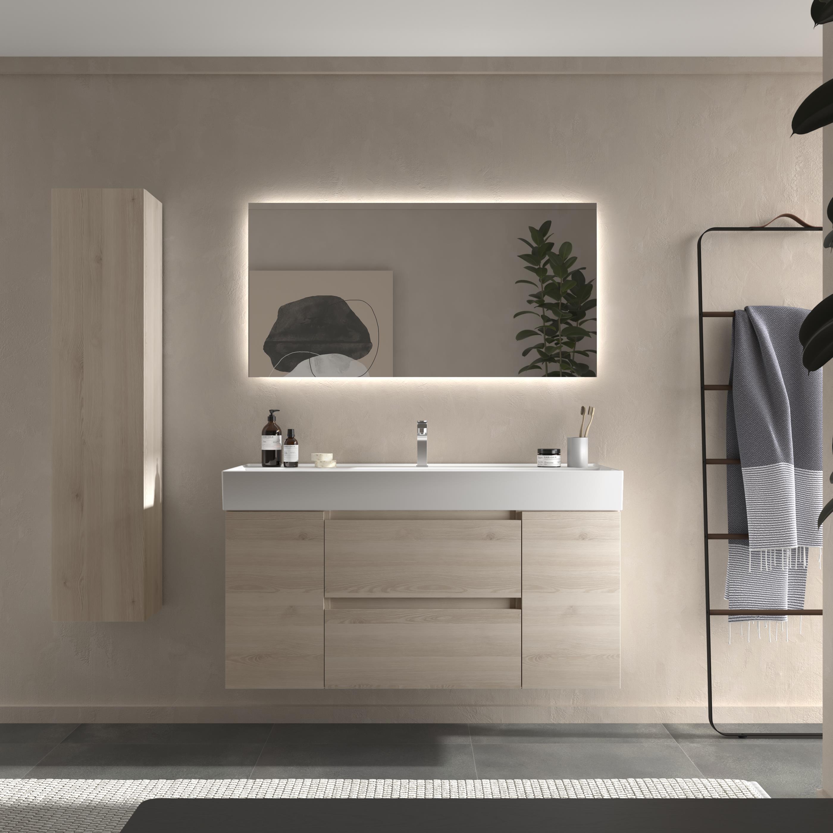 Imagen 2 de Mueble de baño con 2 cajones con 1 puerta y lavabo Veneto de 1 poza Bequia Plus Salgar - Natural 120 cm Natural