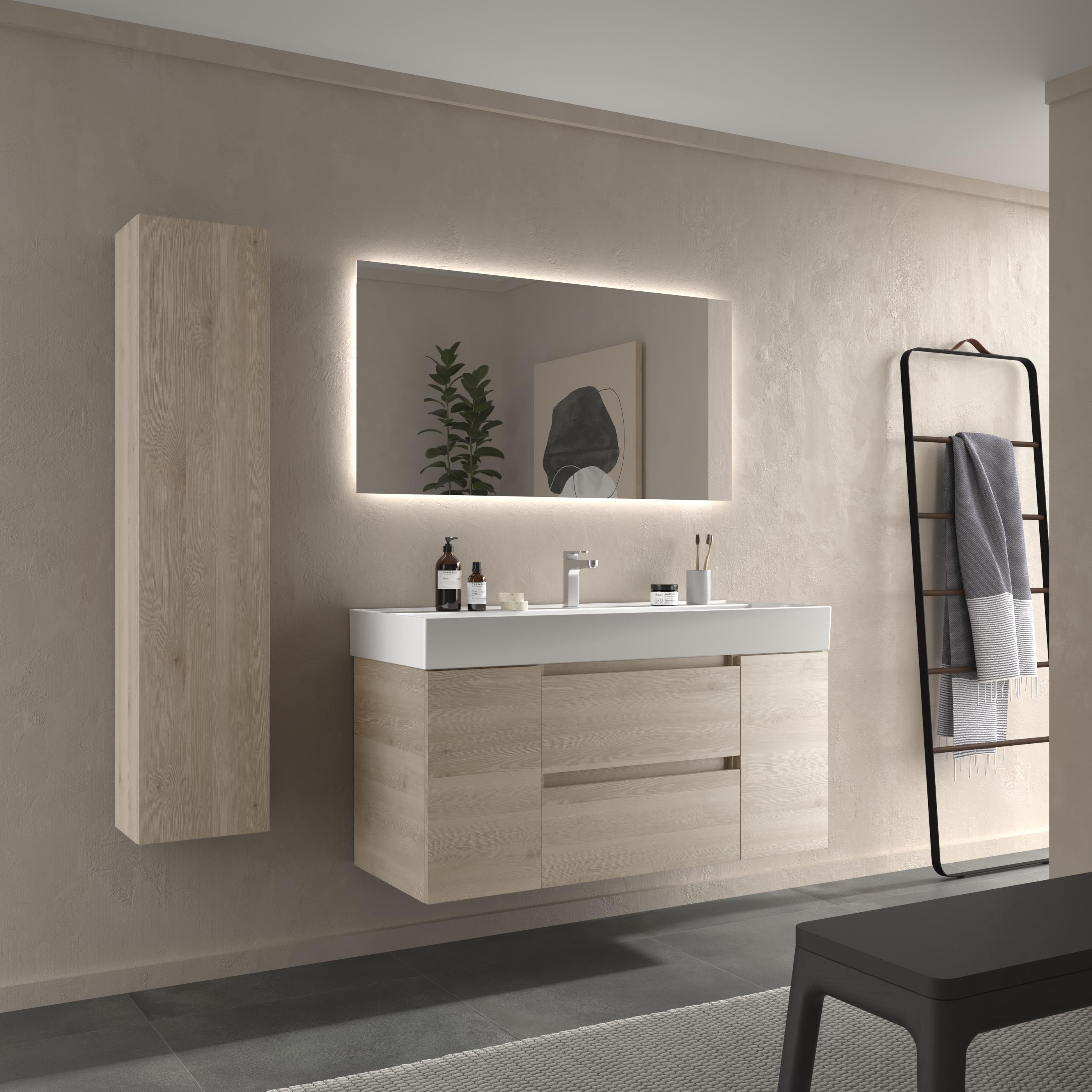 Imagen 3 de Mueble de baño con 2 cajones con 1 puerta y lavabo Veneto de 1 poza Bequia Plus Salgar - Natural 120 cm Natural