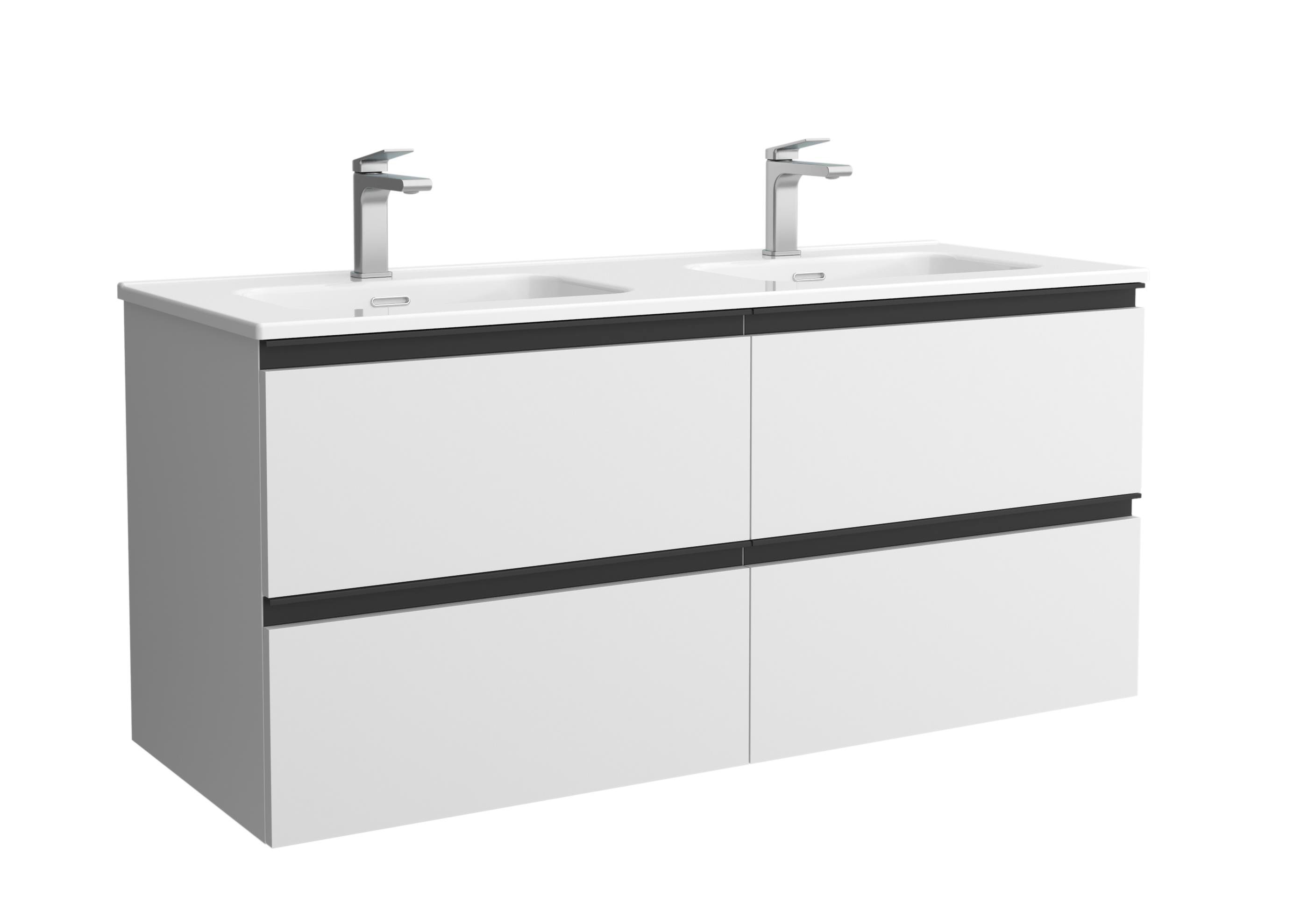 Imagen 1 de Mueble de baño metal con 4 cajones y lavabo de 2 pozas Bequia Salgar - Blanco mate 120 cm Blanco mate