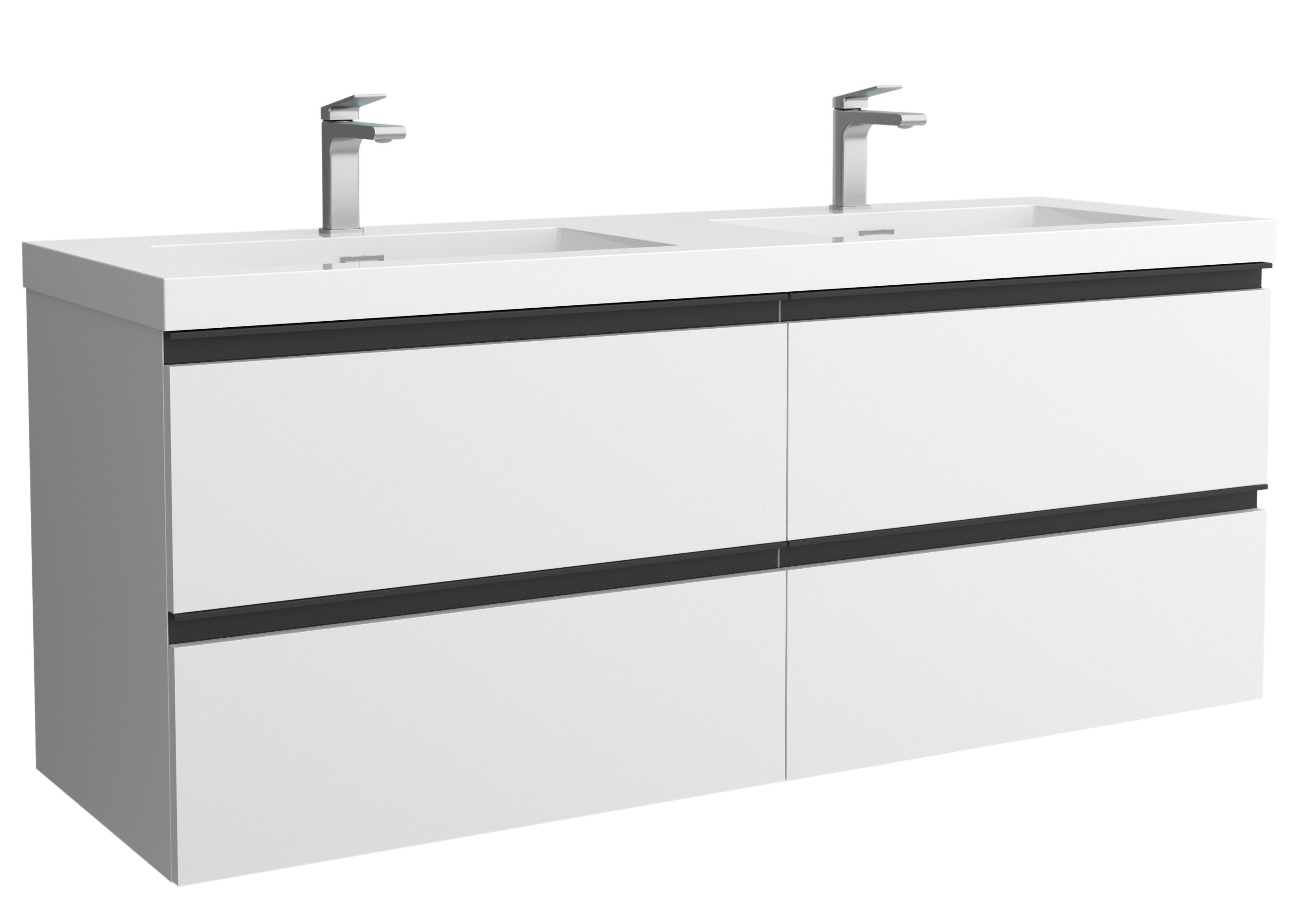 Imagen 1 de Mueble de baño metal con 4 cajones y lavabo Toscana de 2 pozas Bequia Salgar - Blanco mate 140 cm Blanco mate