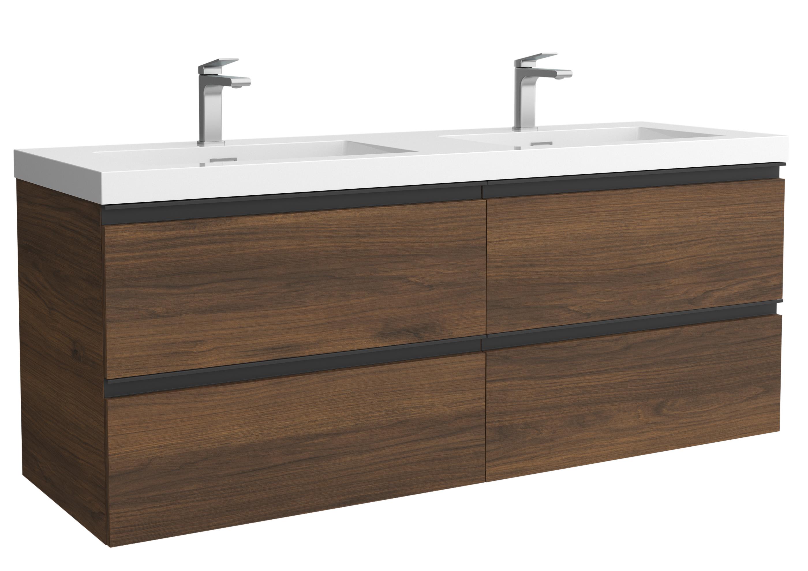 Imagen 1 de Mueble de baño metal con 4 cajones y lavabo Toscana de 2 pozas Bequia Salgar - Roble 140 cm Nogal