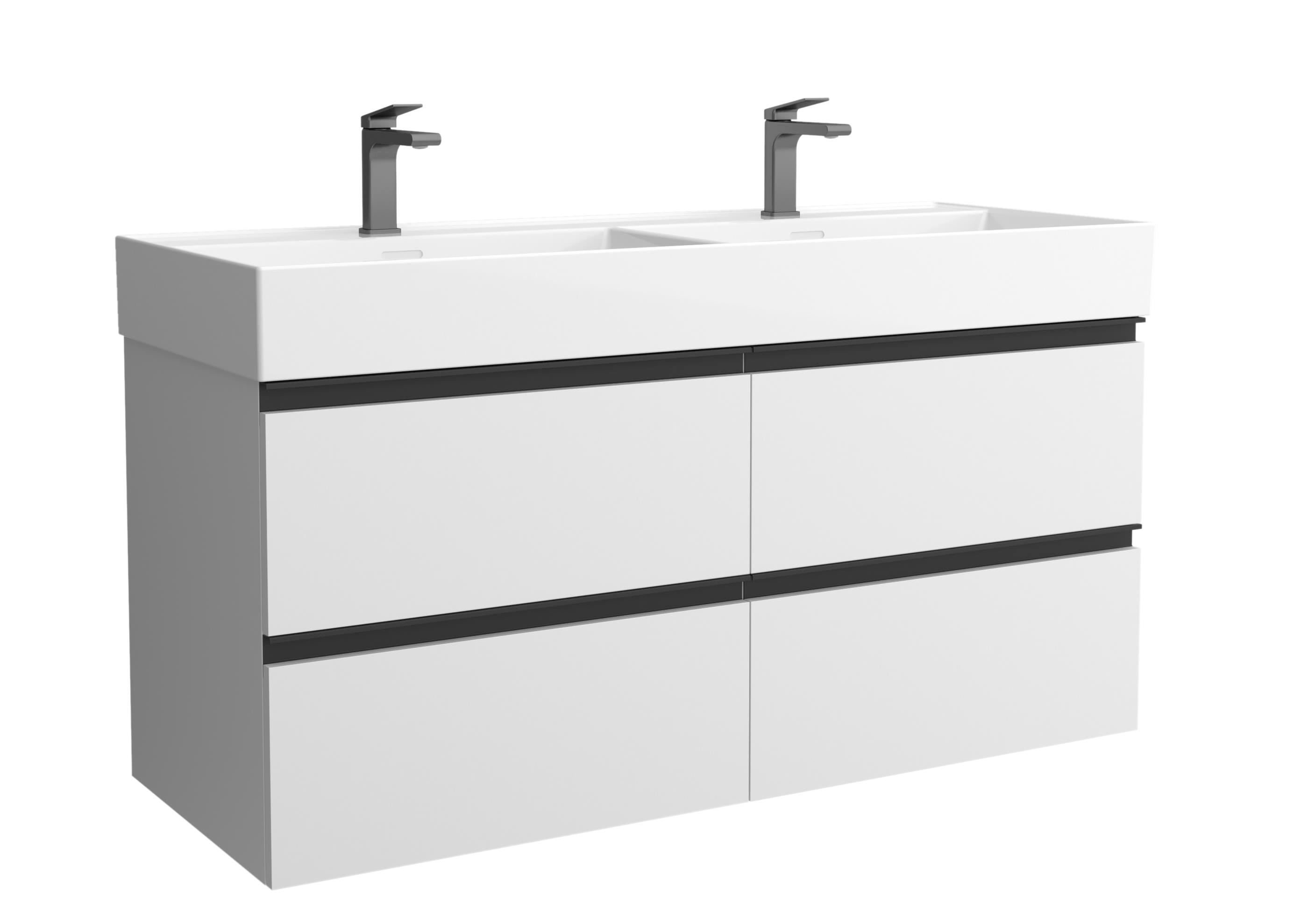 Imagen 1 de Mueble de baño metal con 4 cajones y lavabo Veneto de 2 pozas Bequia Salgar - Blanco mate 120 cm Blanco mate