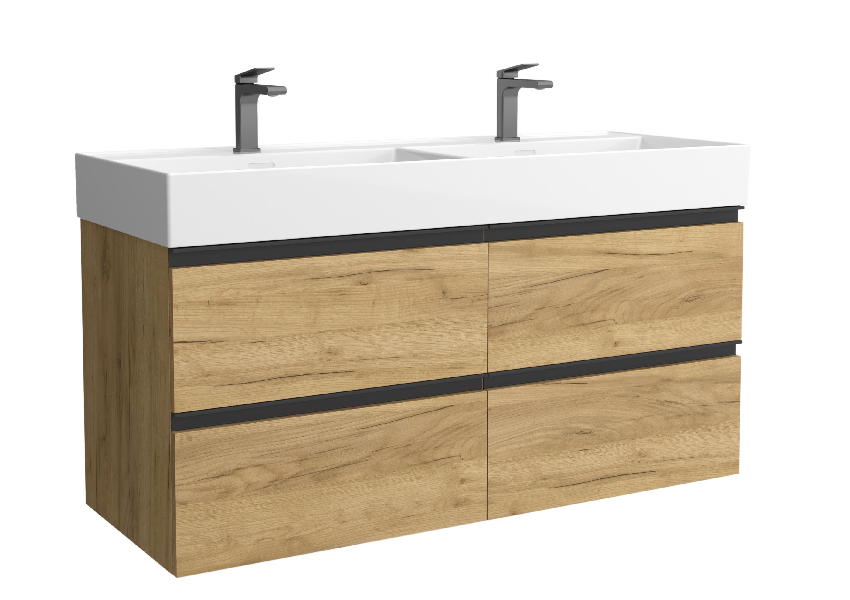 Imagen 1 de Mueble de baño metal con 4 cajones y lavabo Veneto de 2 pozas Bequia Salgar - Roble 120 cm Roble