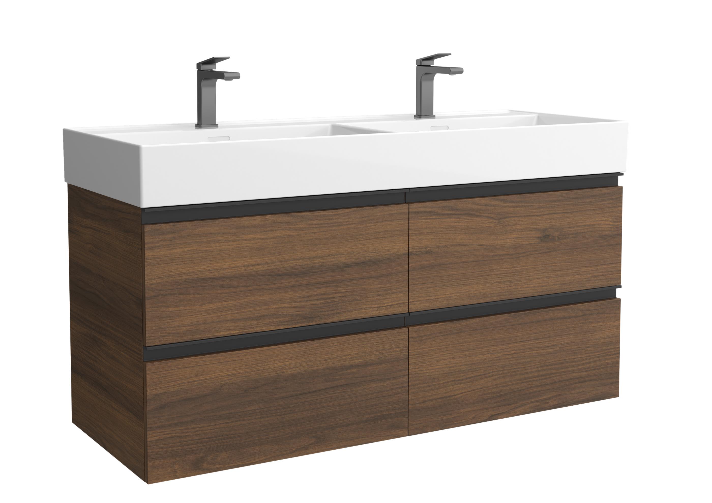 Imagen 1 de Mueble de baño metal con 4 cajones y lavabo Veneto de 2 pozas Bequia Salgar - Nogal 120 cm Nogal